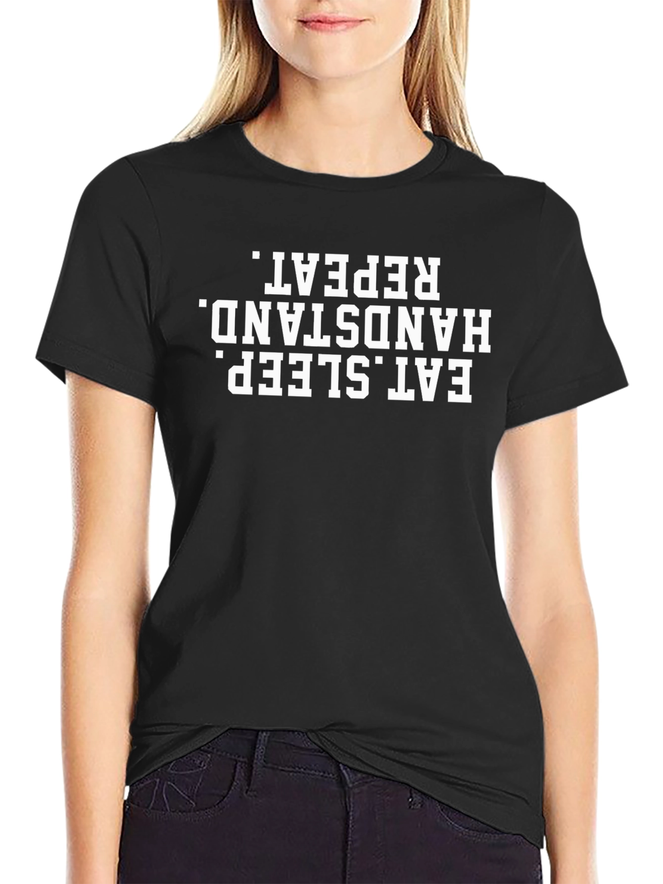 Eat Sleep Handstand Repeat - Black T-Shirt