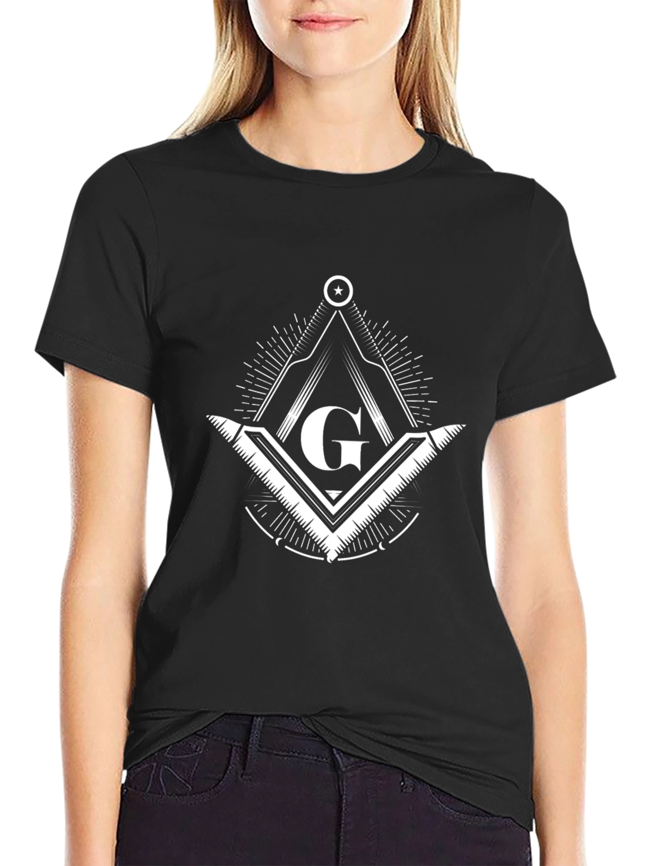 Black Masonic Square and Compass T-Shirt