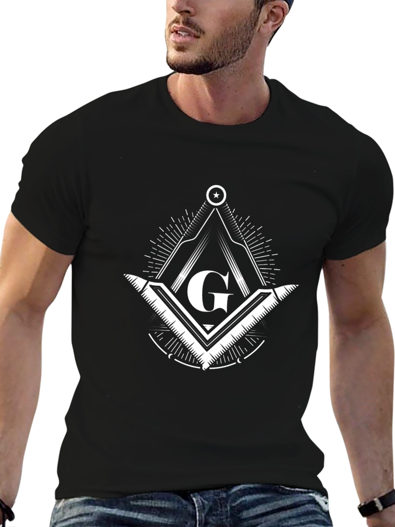 Black Masonic Square and Compass T-Shirt