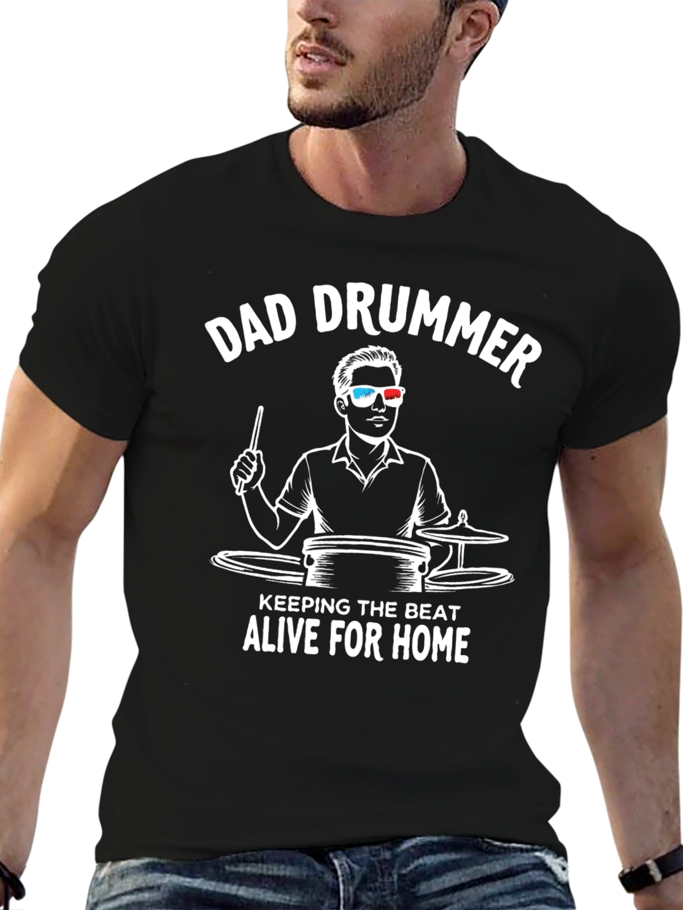 Dad Drummer T-Shirt - Keeping the Beat Alive