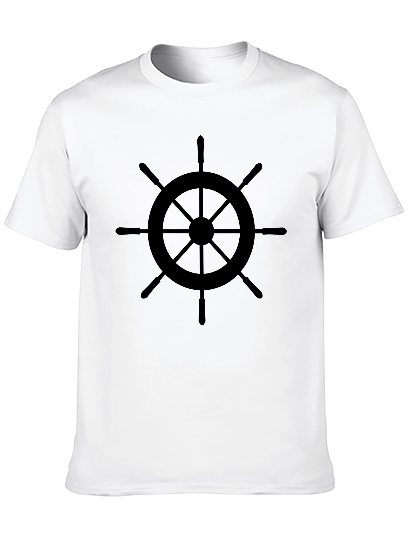 Nautical Wheel Graphic Tee - Black Cotton T-Shirt