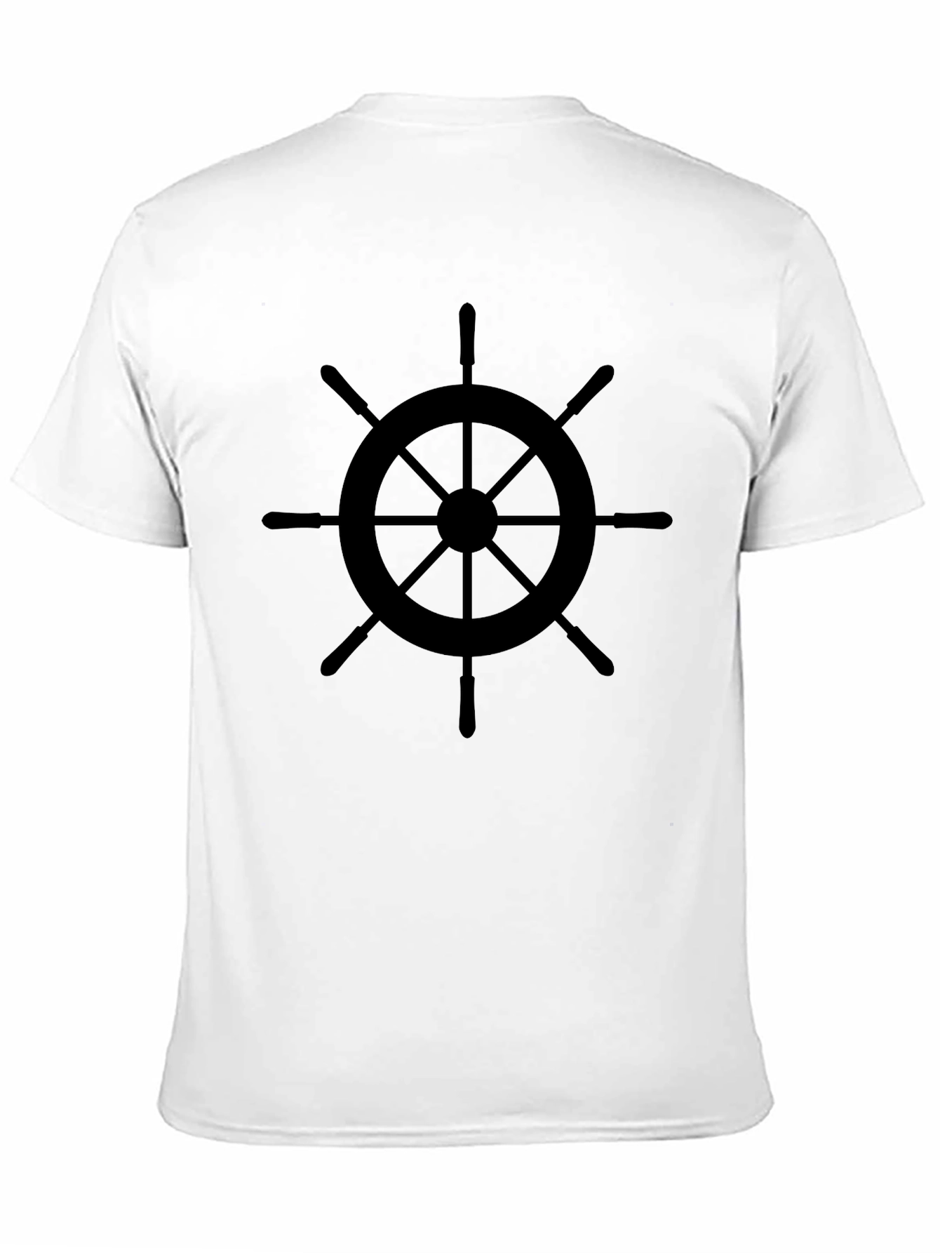 Nautical Wheel Graphic Tee - Black Cotton T-Shirt