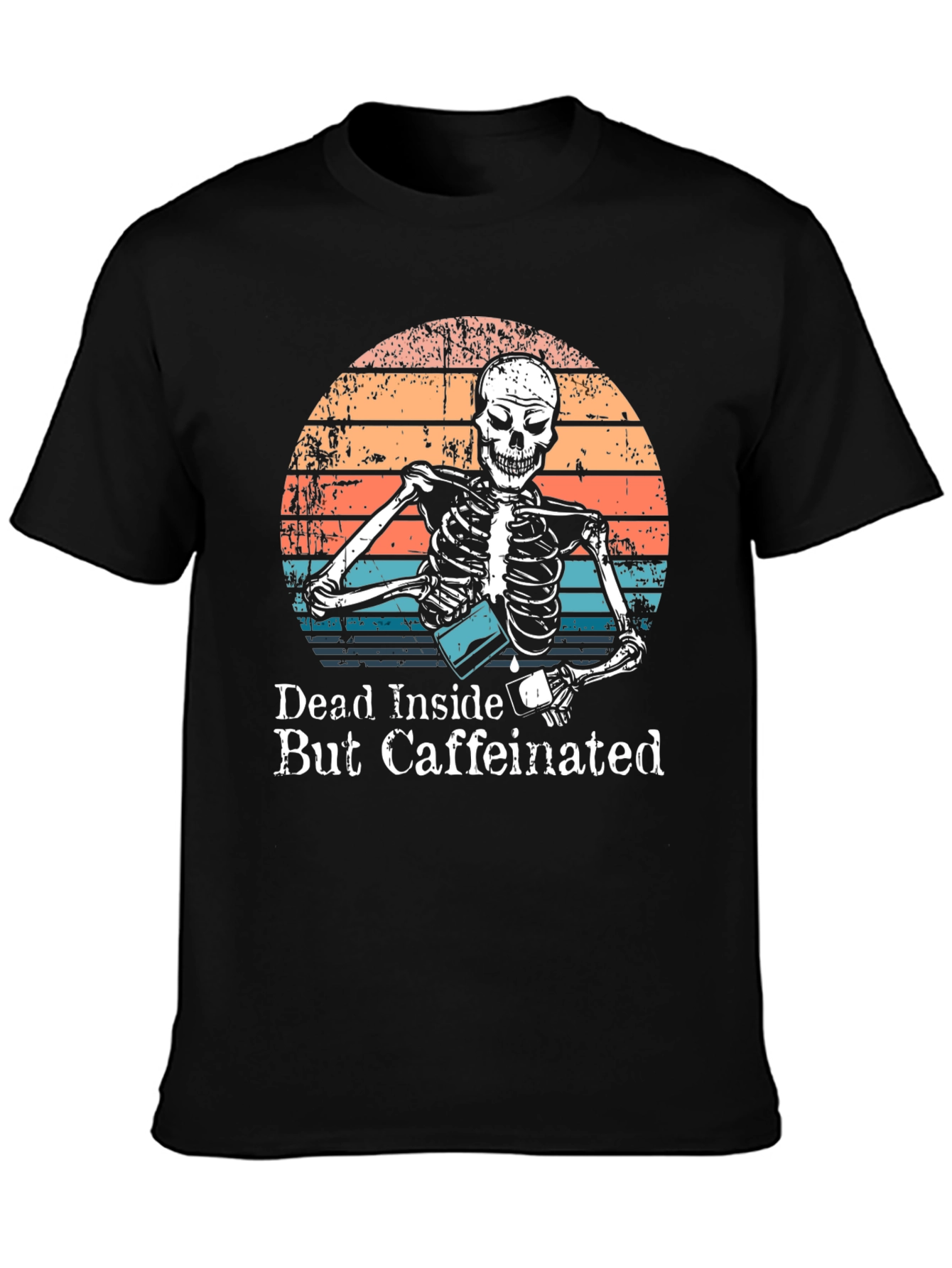 Dead Inside But Caffeinated Skeleton Graphic Tee