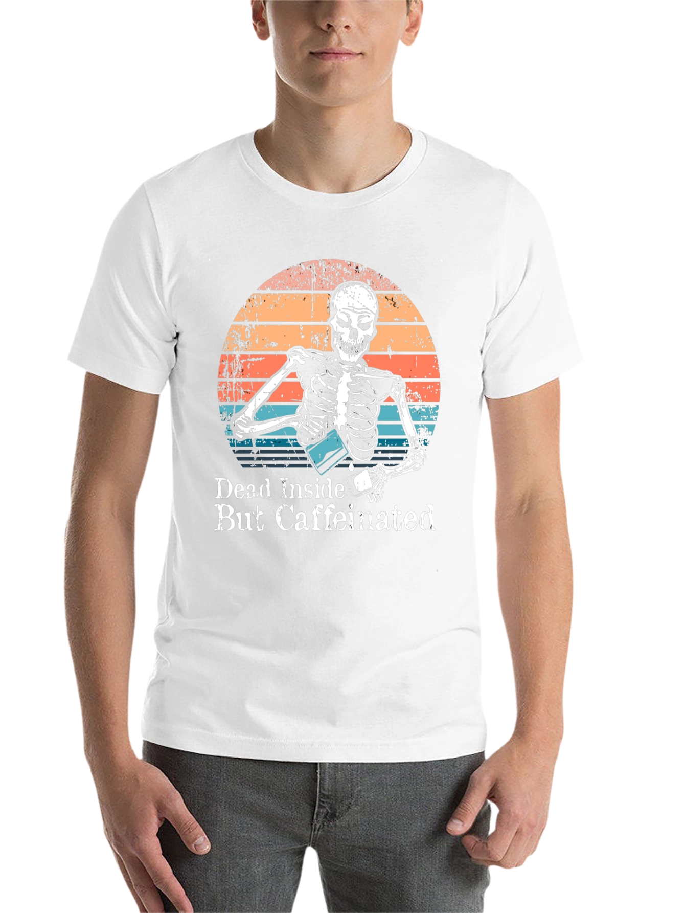 Dead Inside But Caffeinated Skeleton Graphic Tee