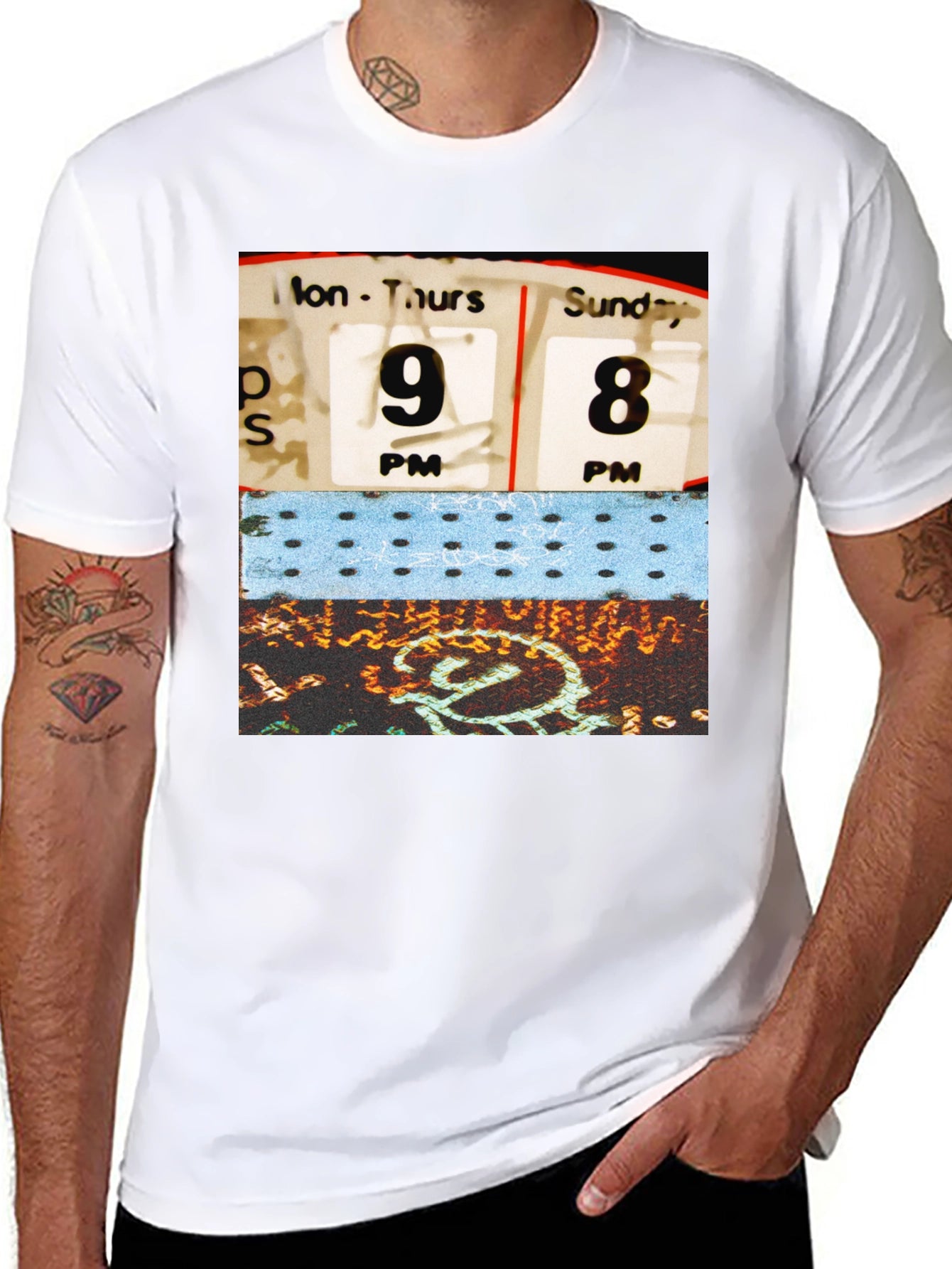 Retro Schedule Graphic Print Black T-Shirt