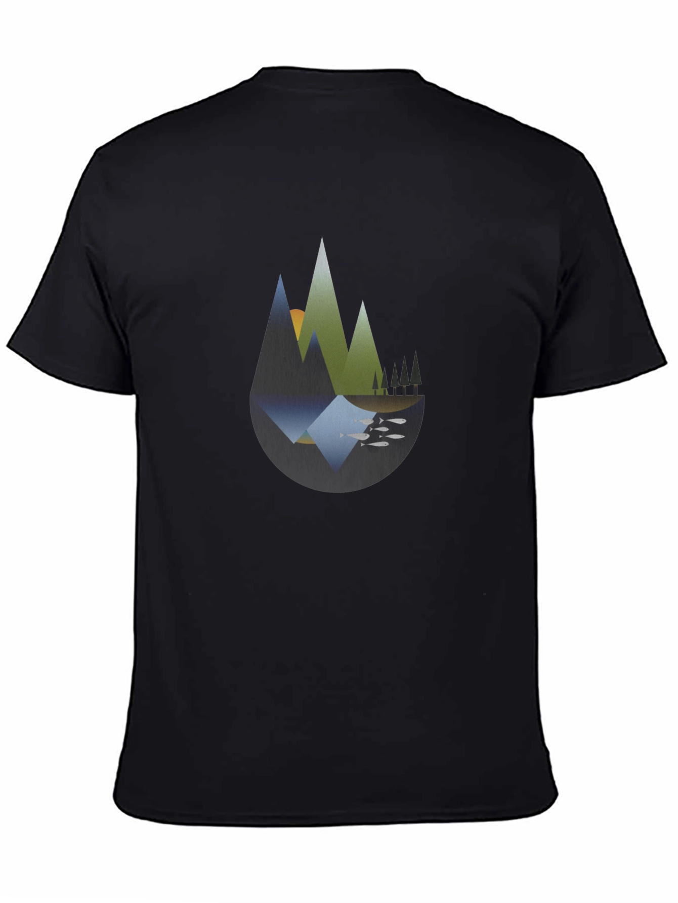 Abstract Mountain Landscape Black T-Shirt