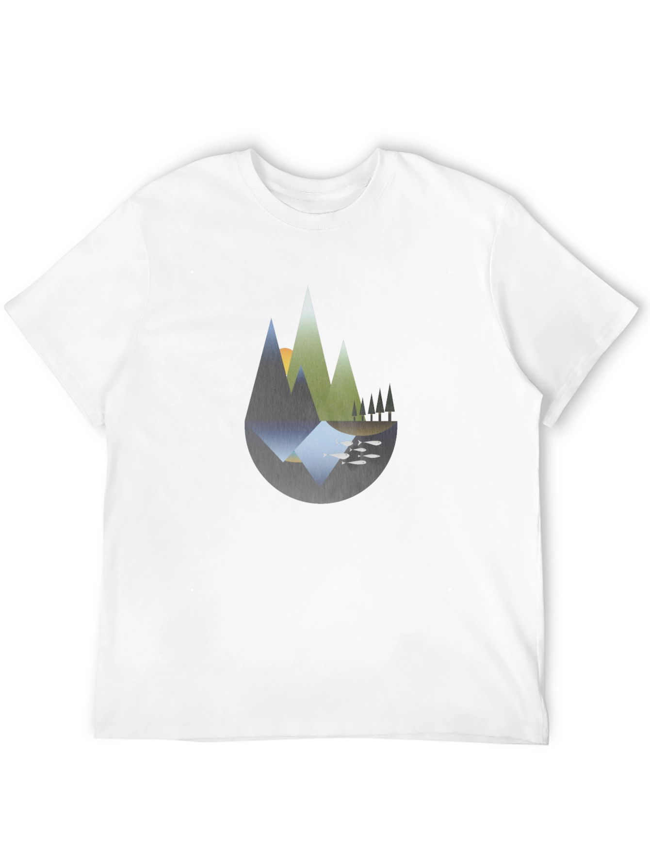 Abstract Mountain Landscape Black T-Shirt