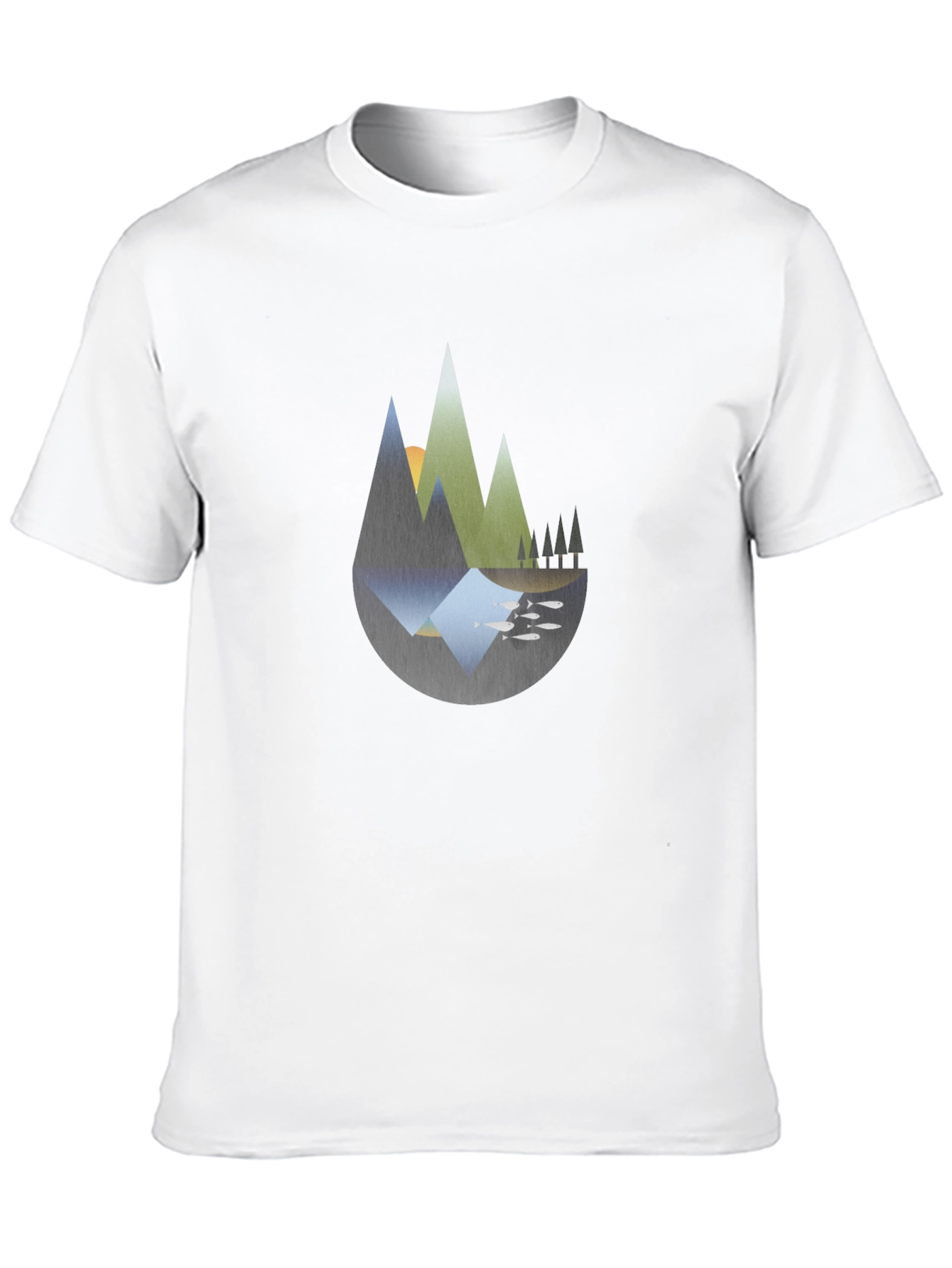 Abstract Mountain Landscape Black T-Shirt