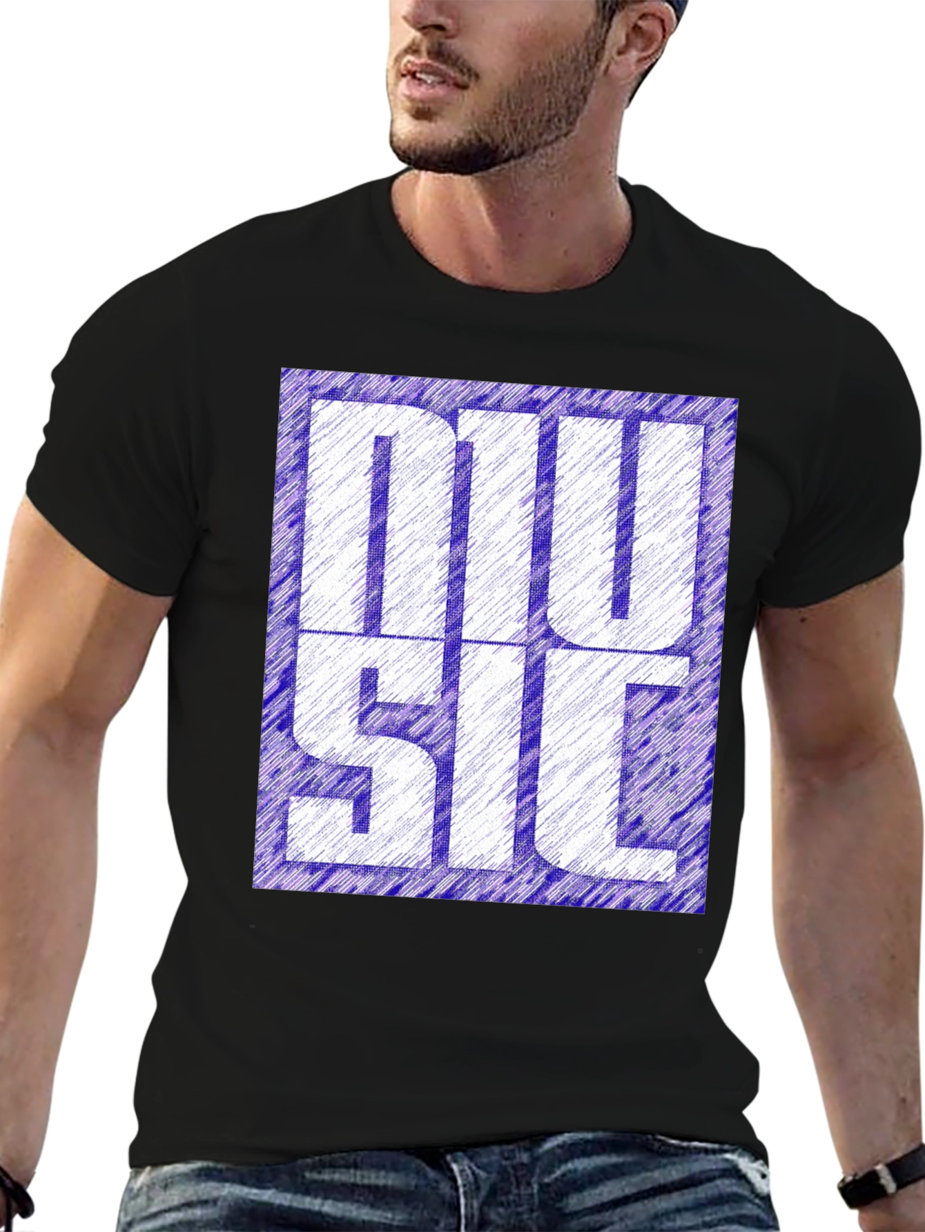 Music Graphic Tee - Stylish Design Black T-Shirt