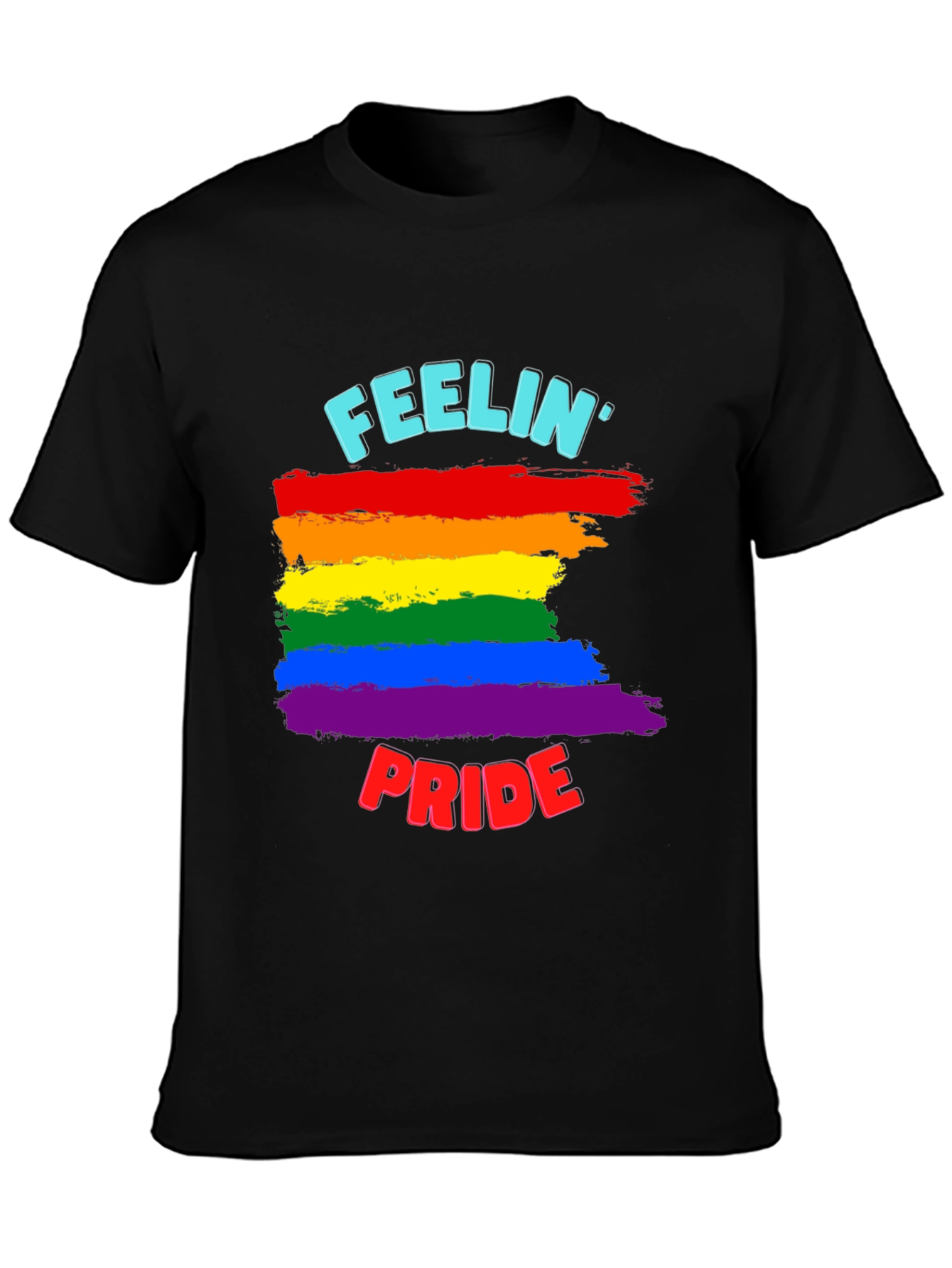 Feelin Pride Rainbow Stripe Graphic Tee