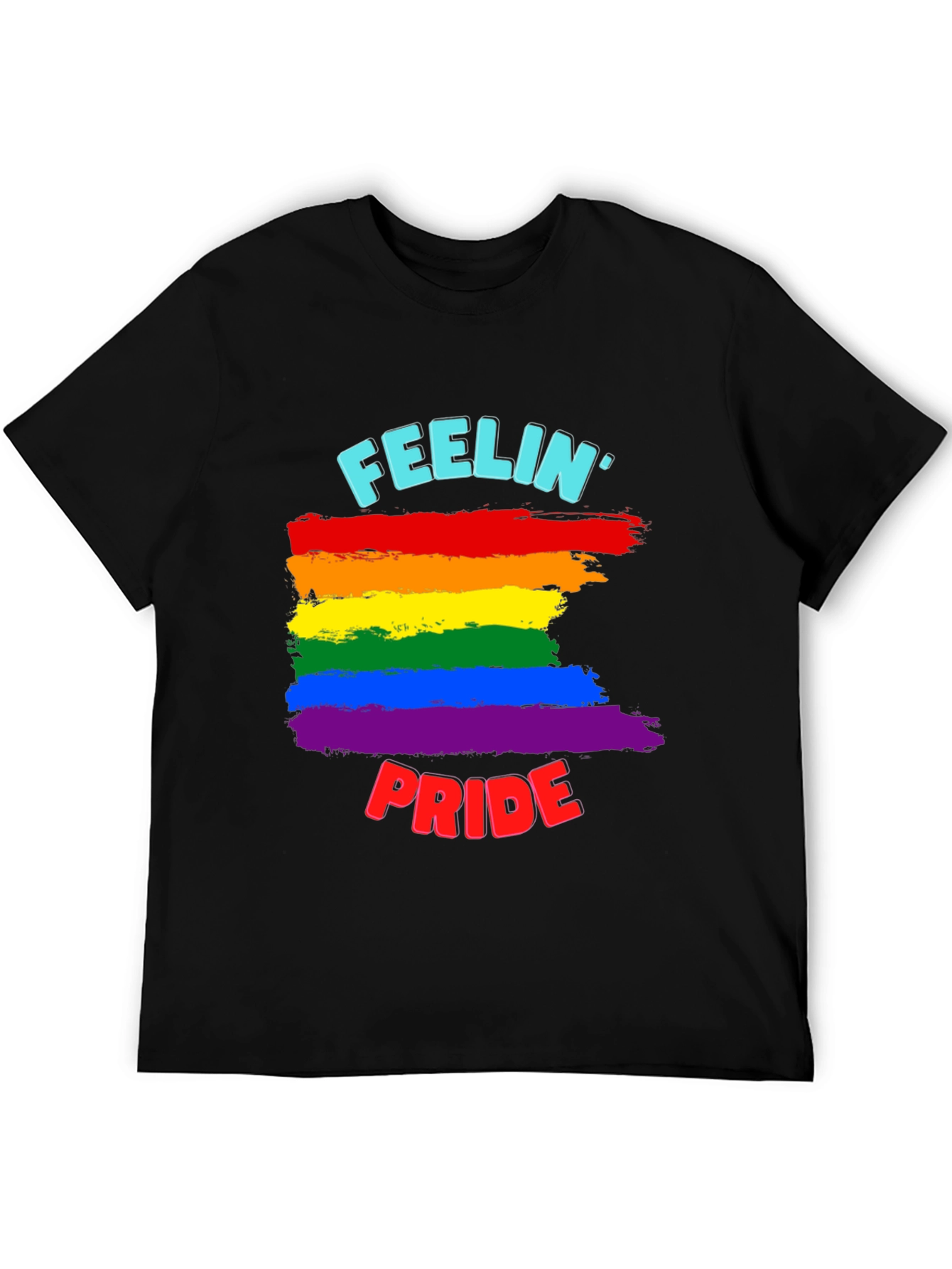 Feelin Pride Rainbow Stripe Graphic Tee