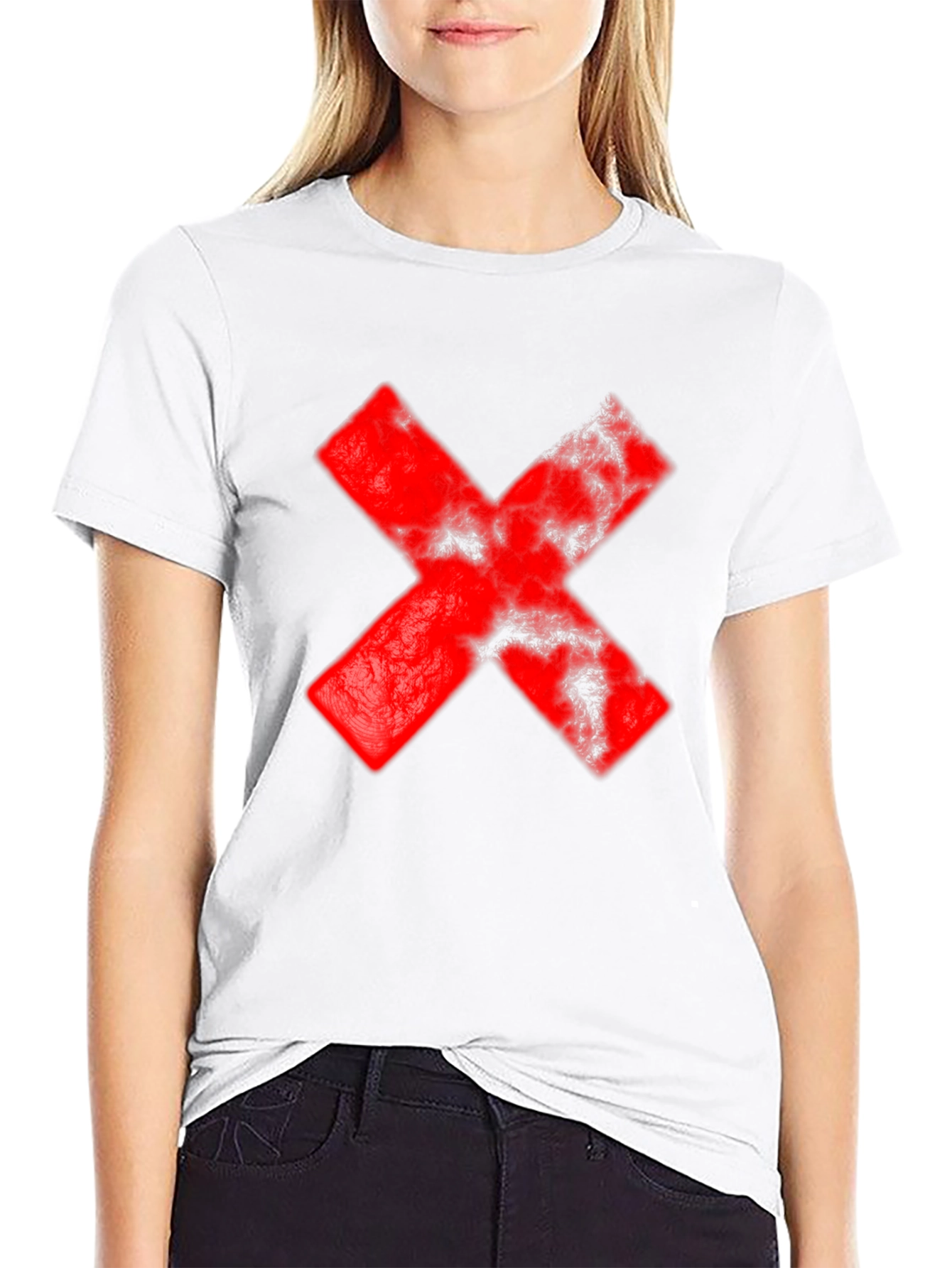 Red X Graphic Black T-Shirt