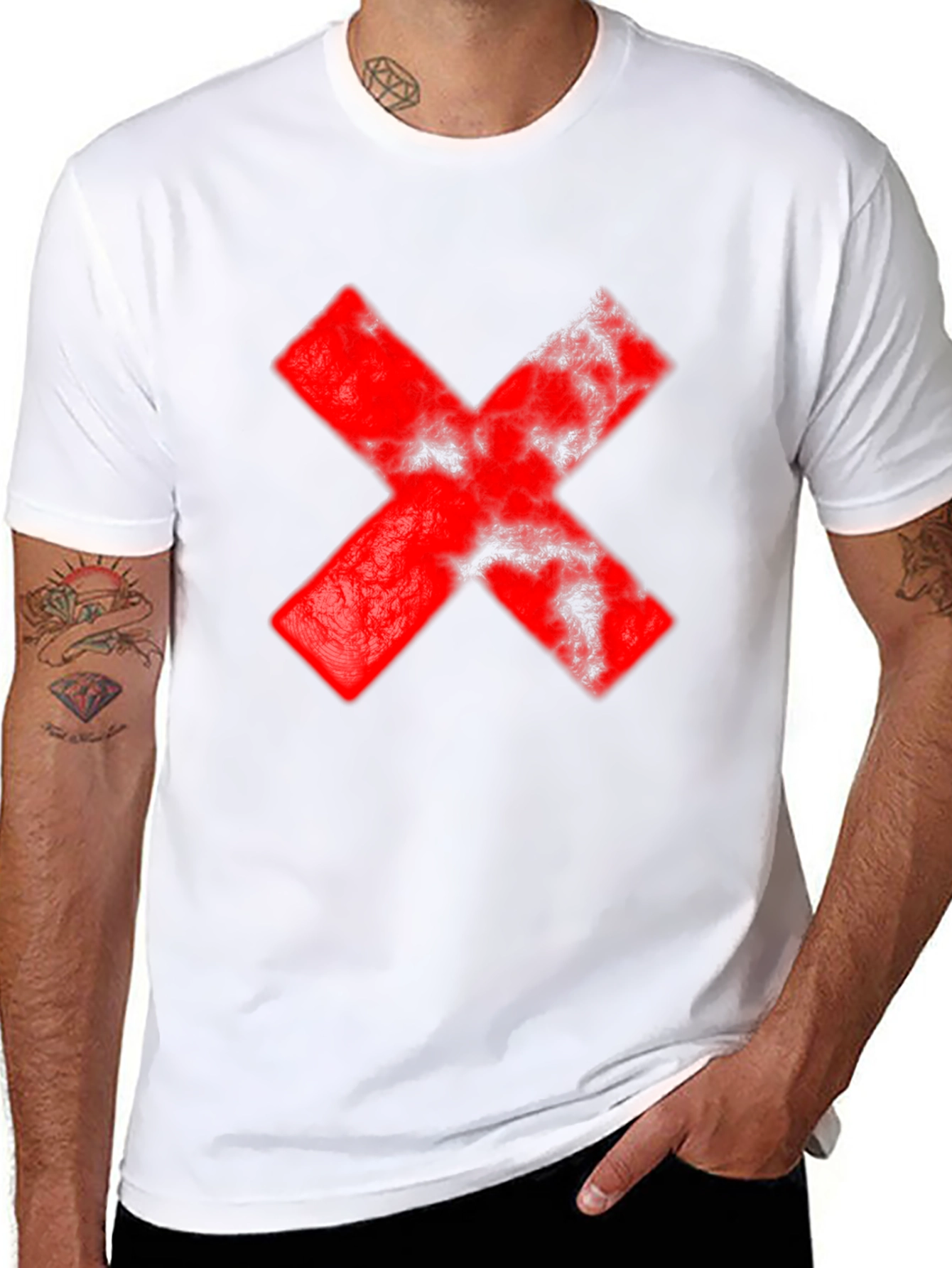Red X Graphic Black T-Shirt