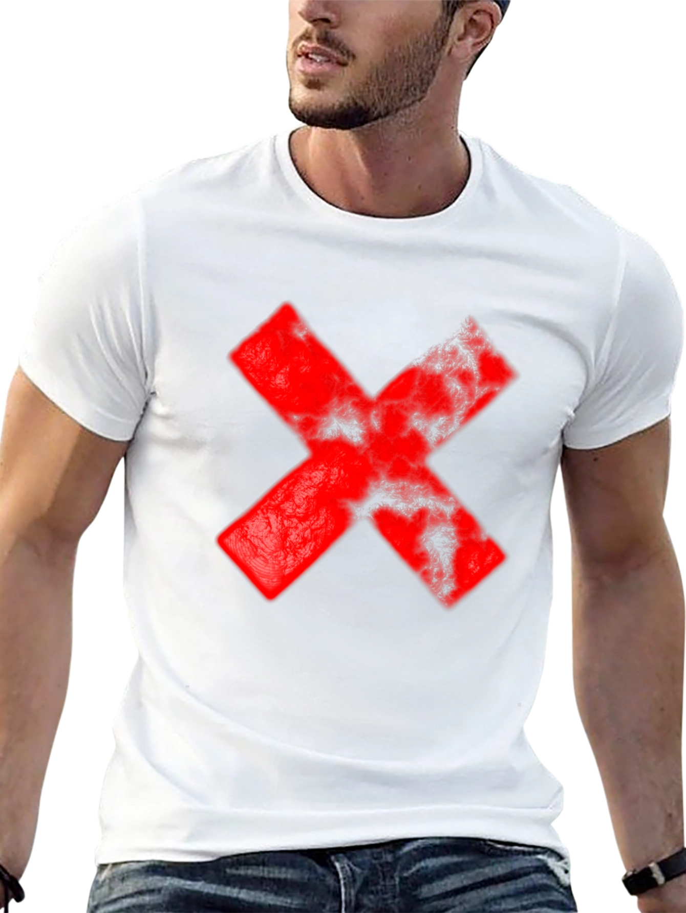 Red X Graphic Black T-Shirt