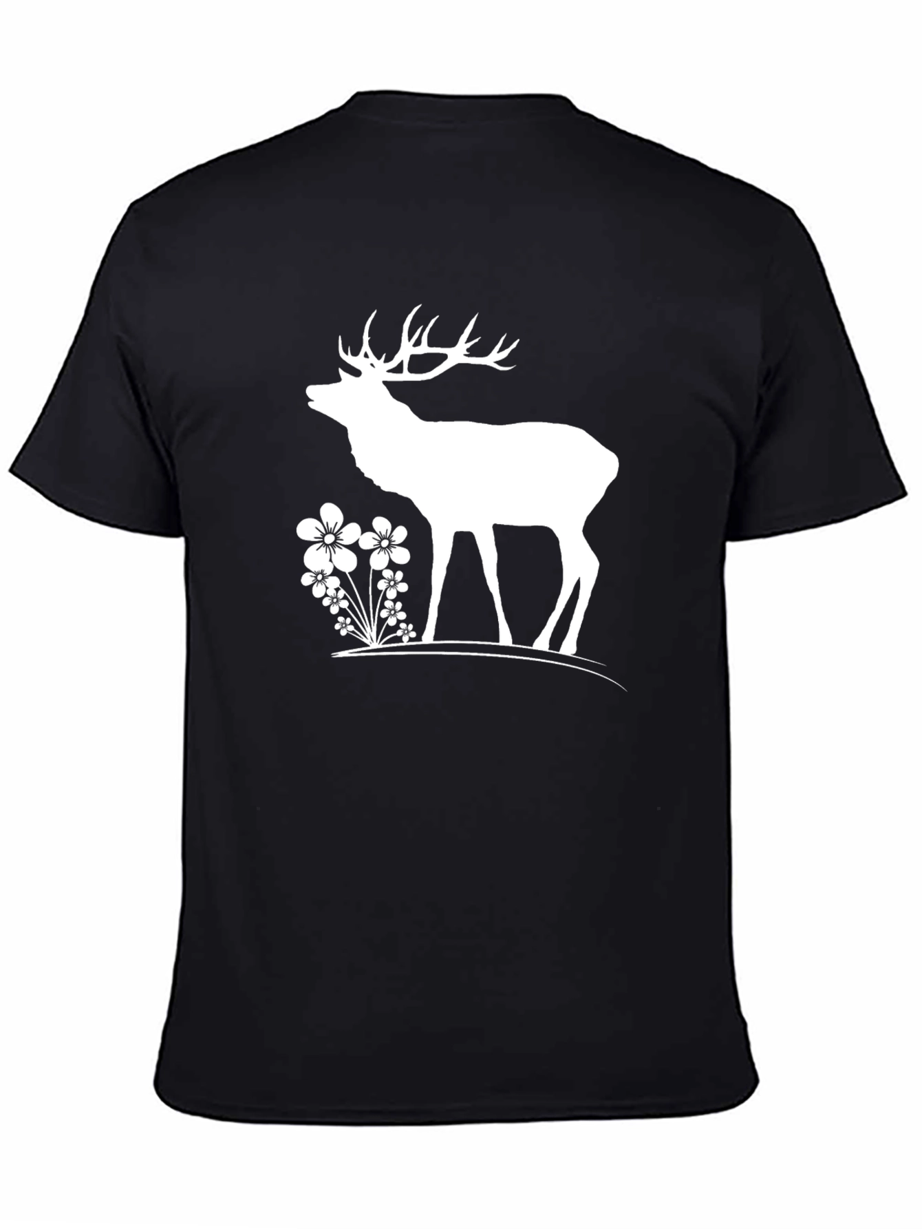 Deer & Flowers Graphic T-Shirt - Black