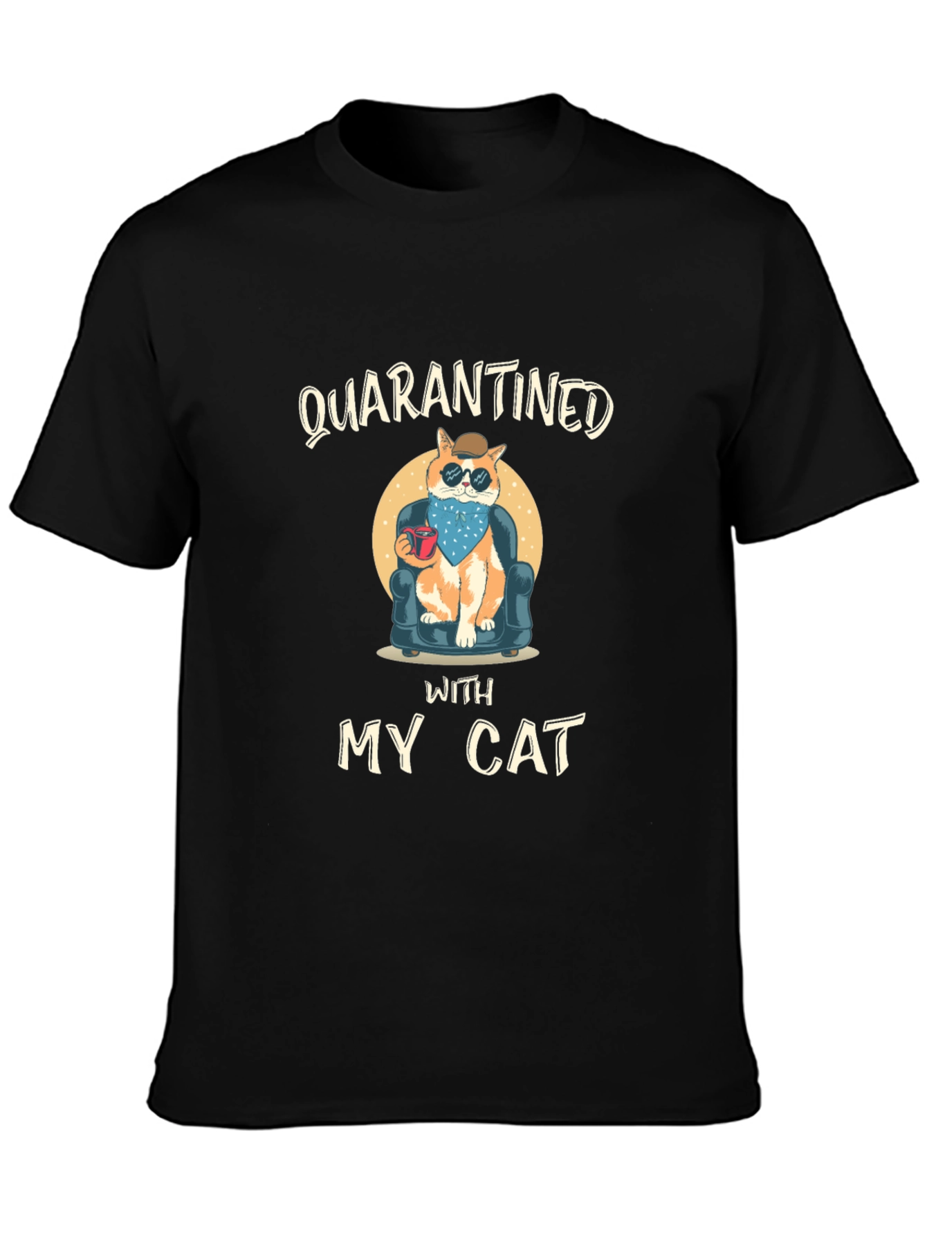Quarantined With My Cat Black T-Shirt