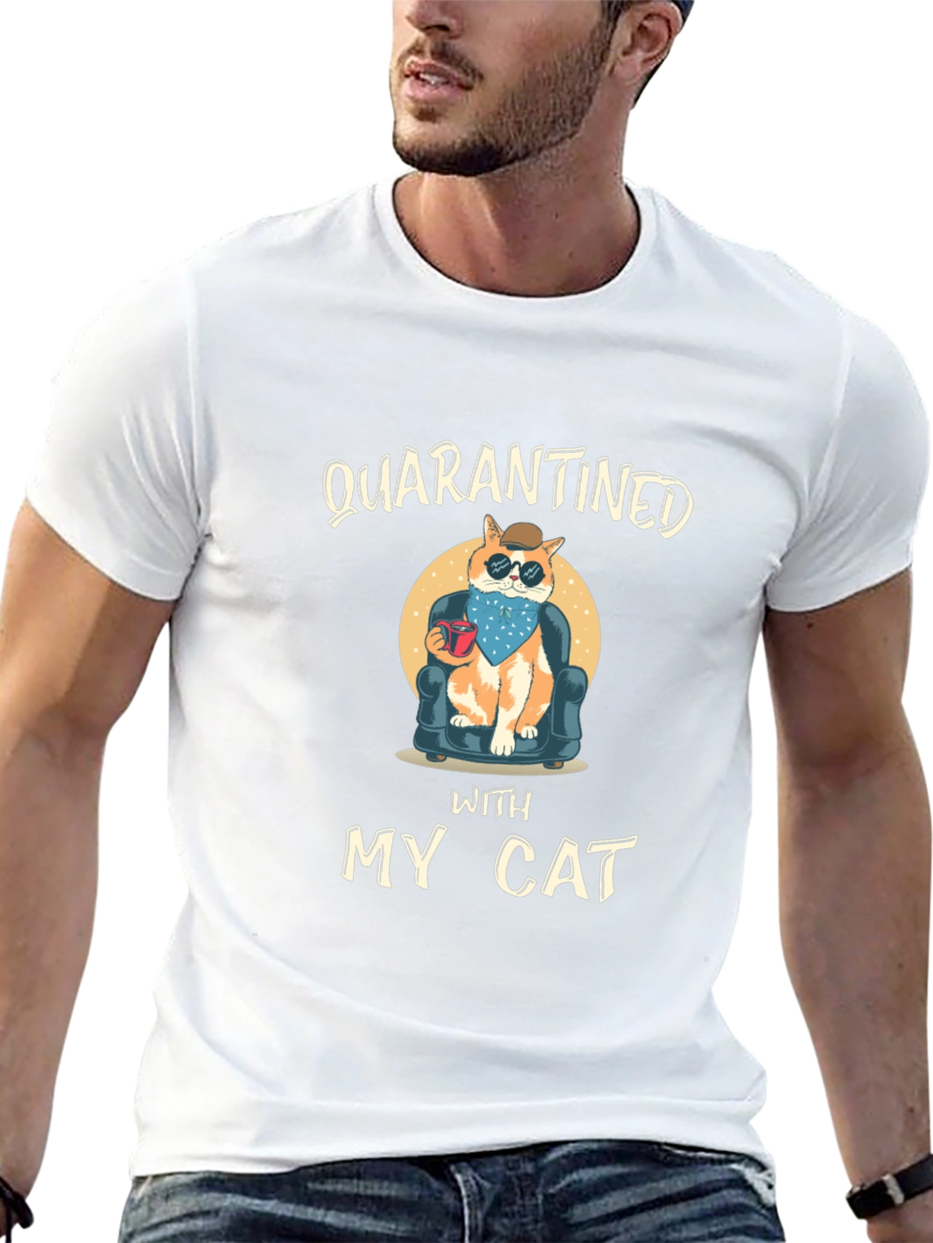 Quarantined With My Cat Black T-Shirt