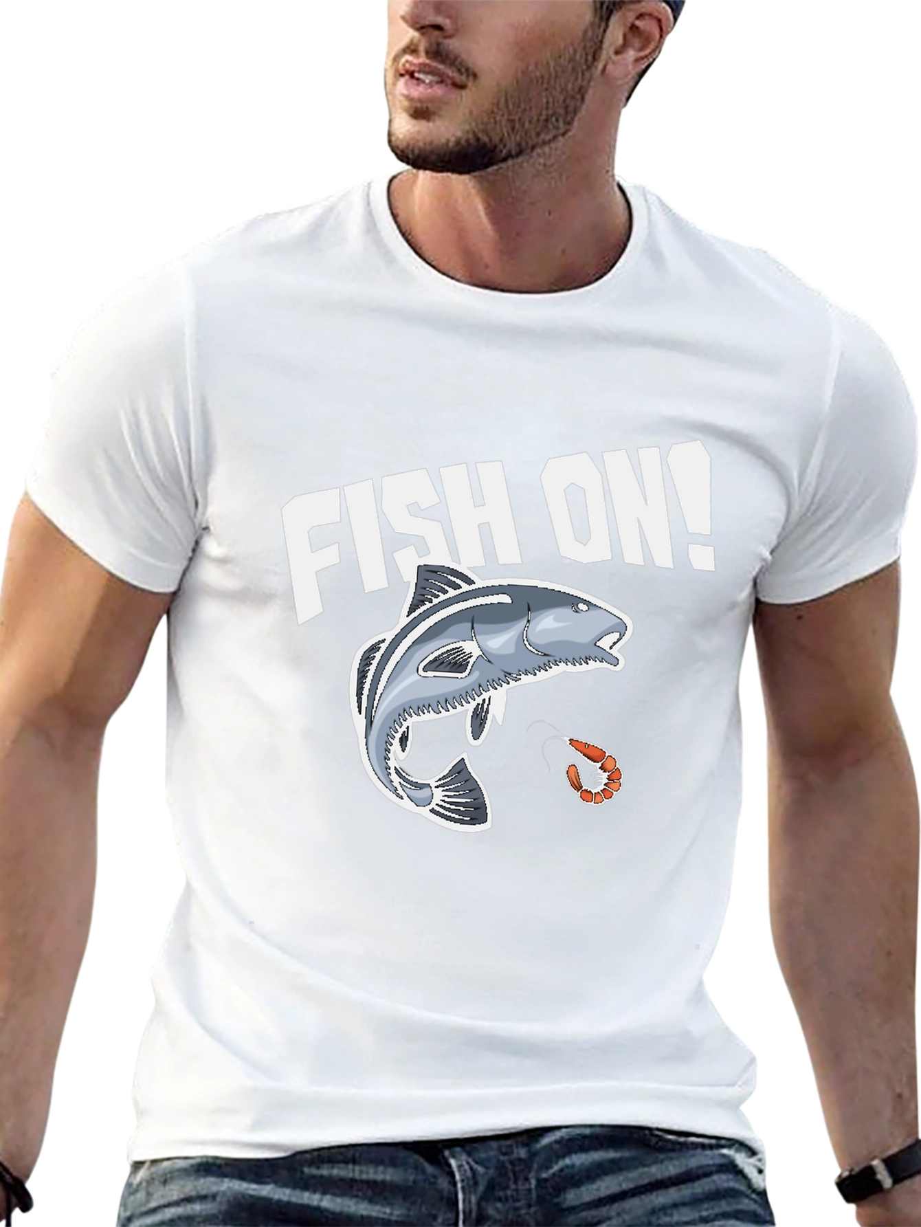 Fish On! Graphic Print Black T-Shirt