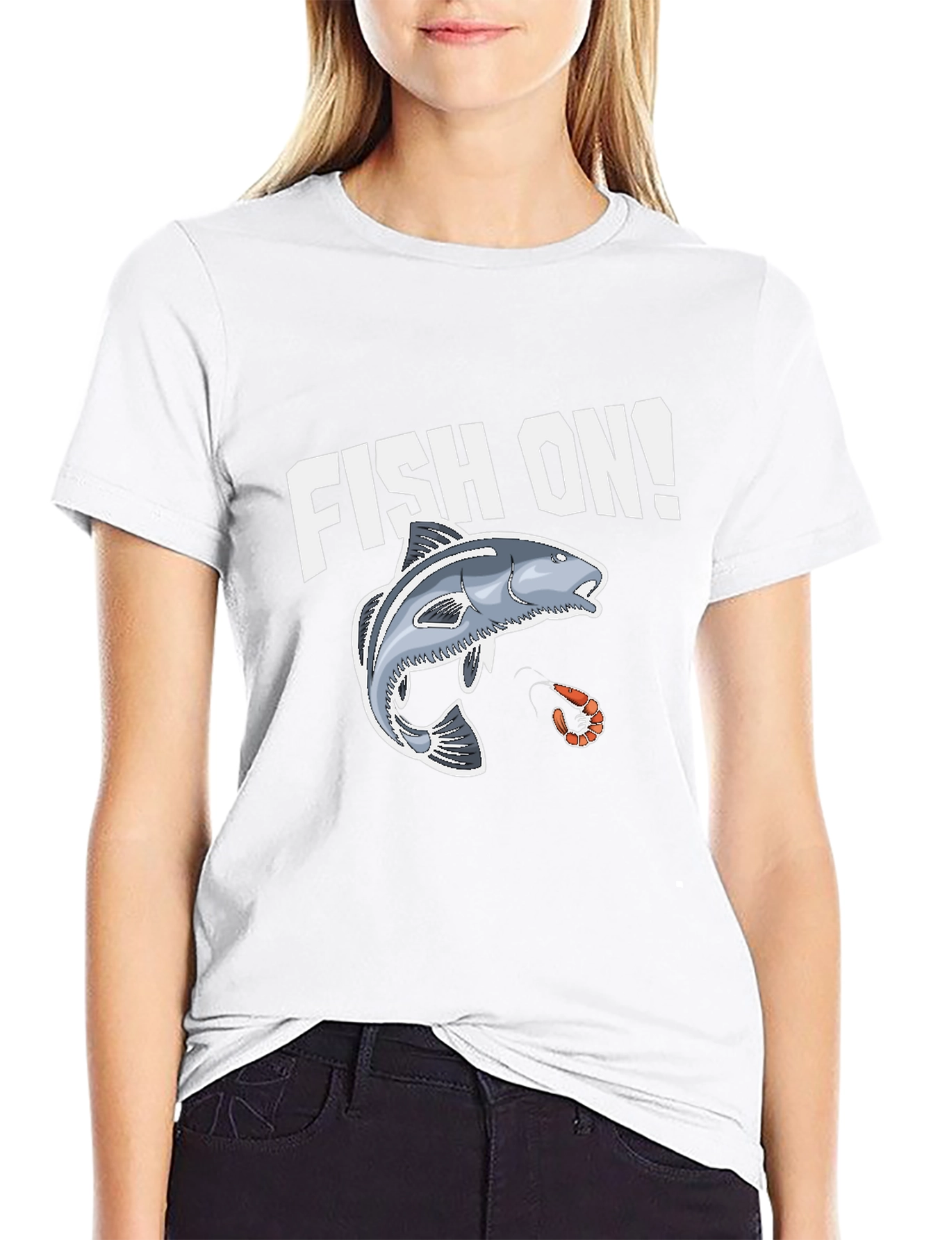 Fish On! Graphic Print Black T-Shirt