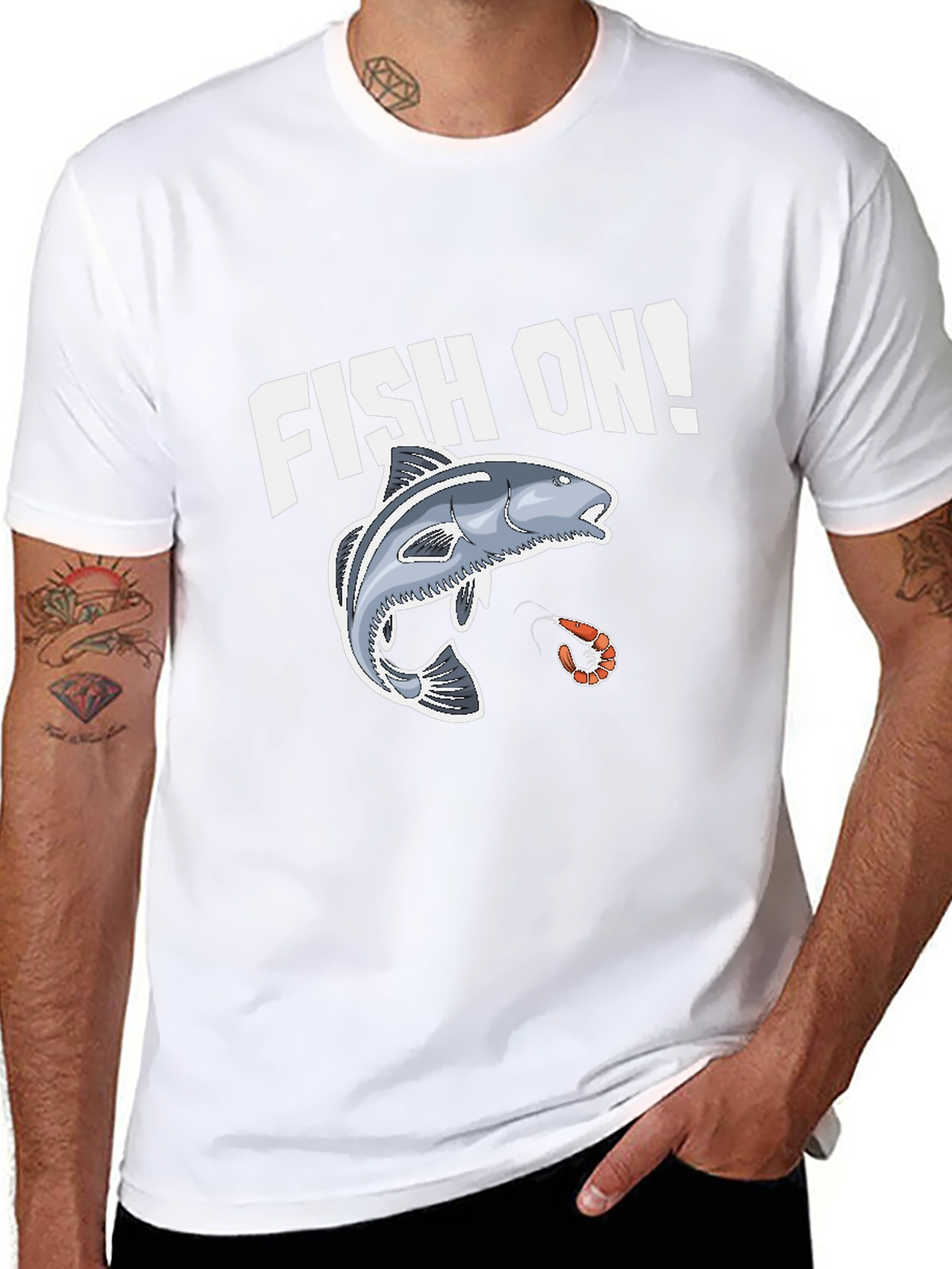 Fish On! Graphic Print Black T-Shirt