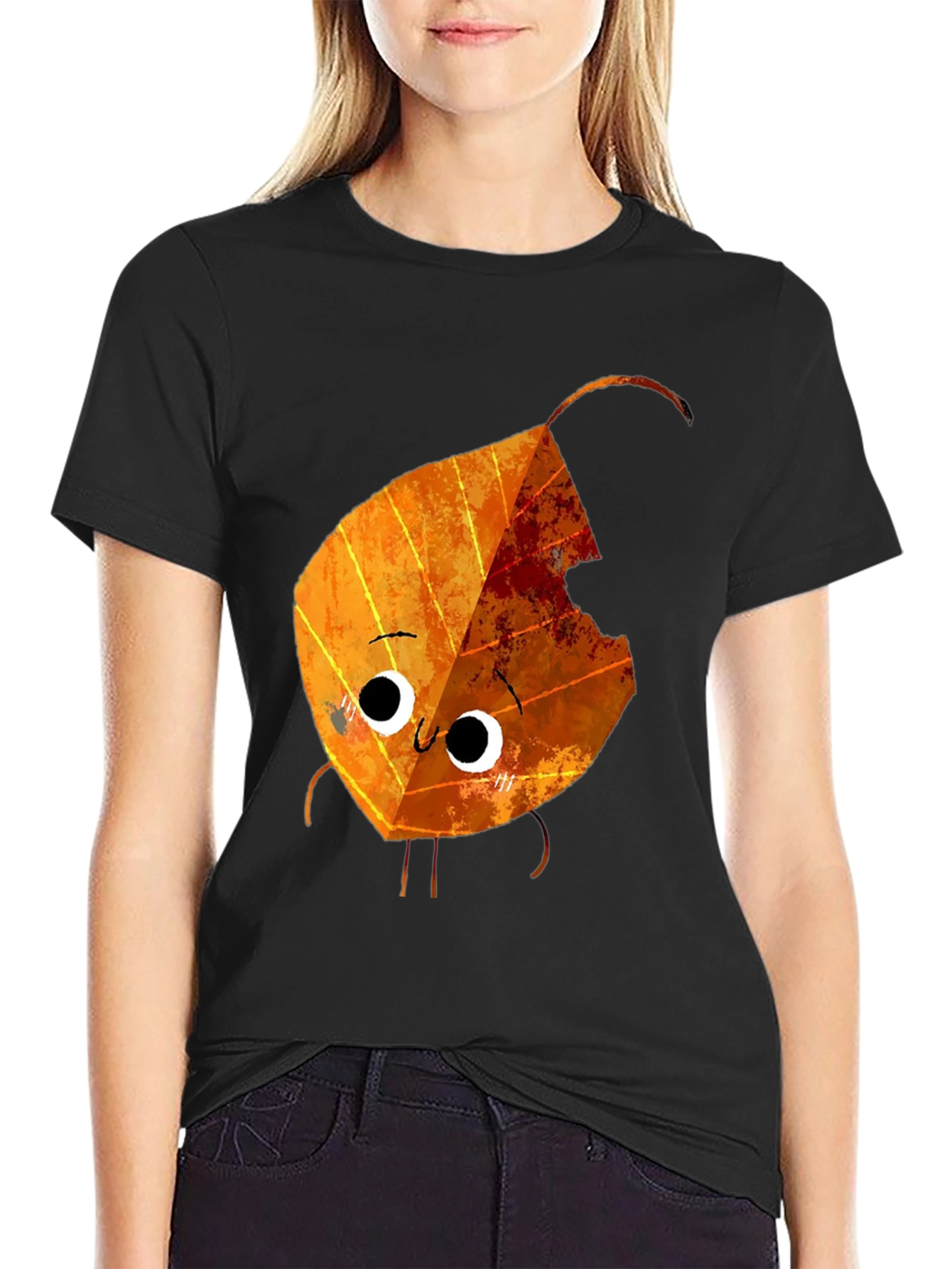 Cartoon Autumn Leaf Graphic Tee