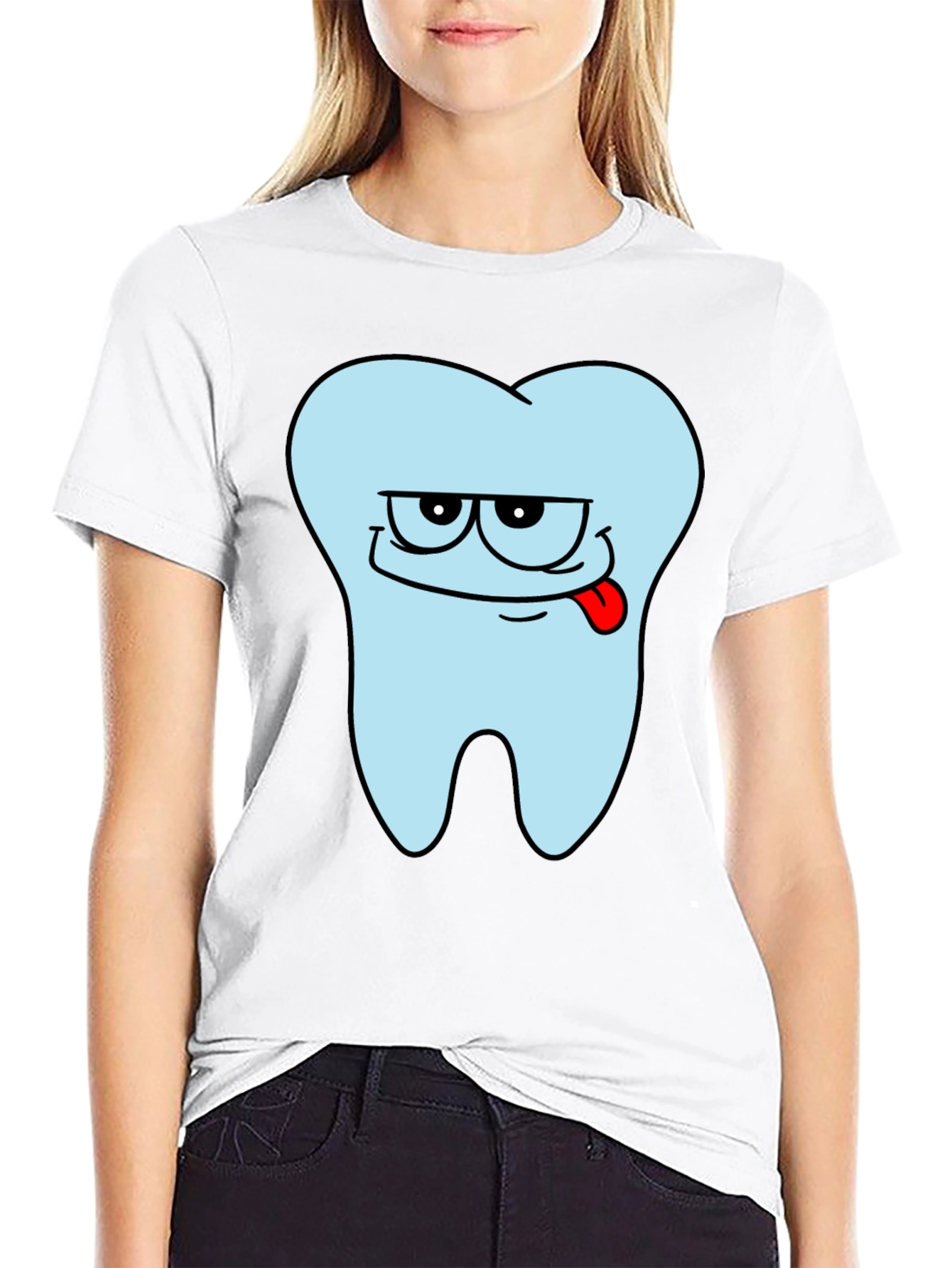 Funny Tooth Graphic Mens Black T-Shirt