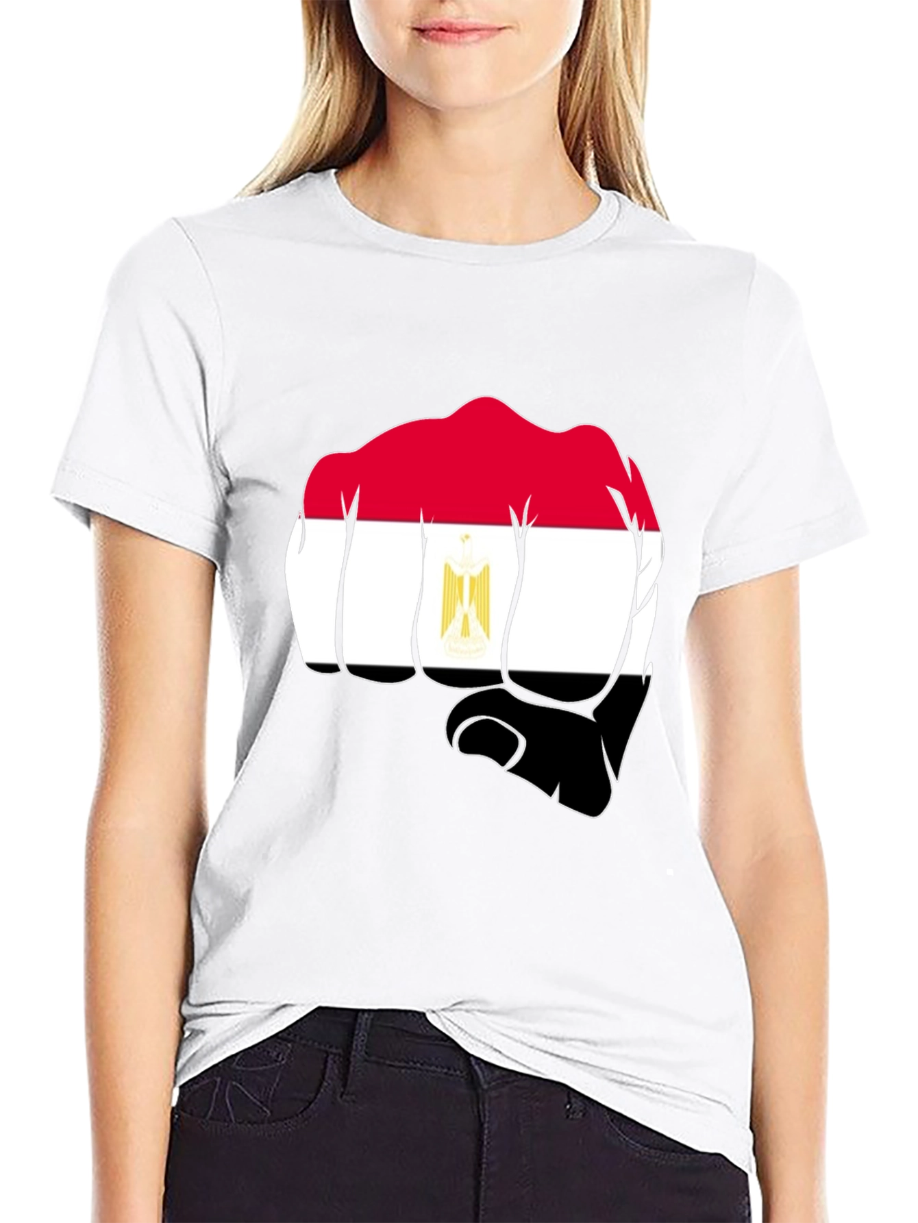 Egypt Flag Fist Black T-Shirt