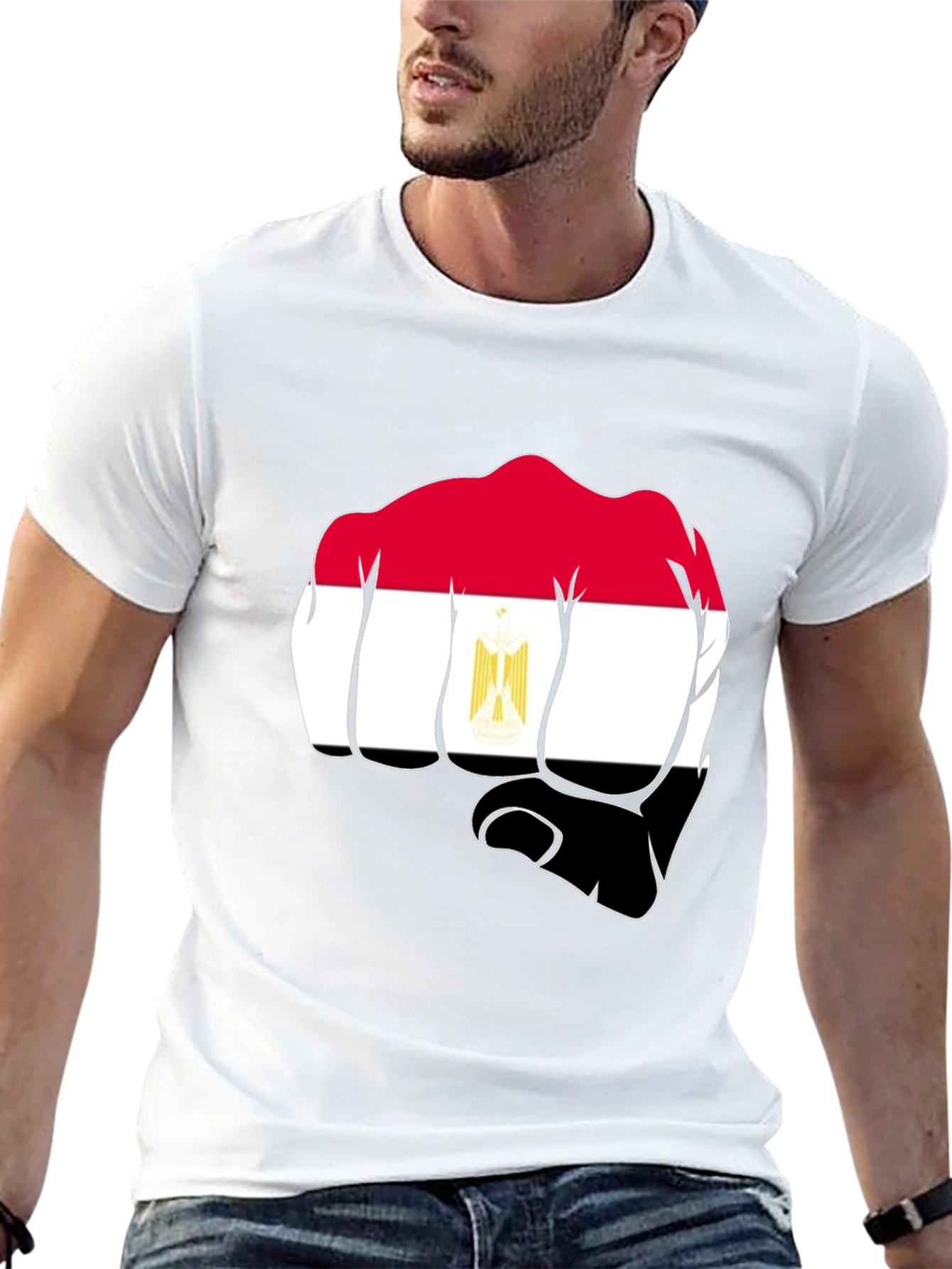 Egypt Flag Fist Black T-Shirt