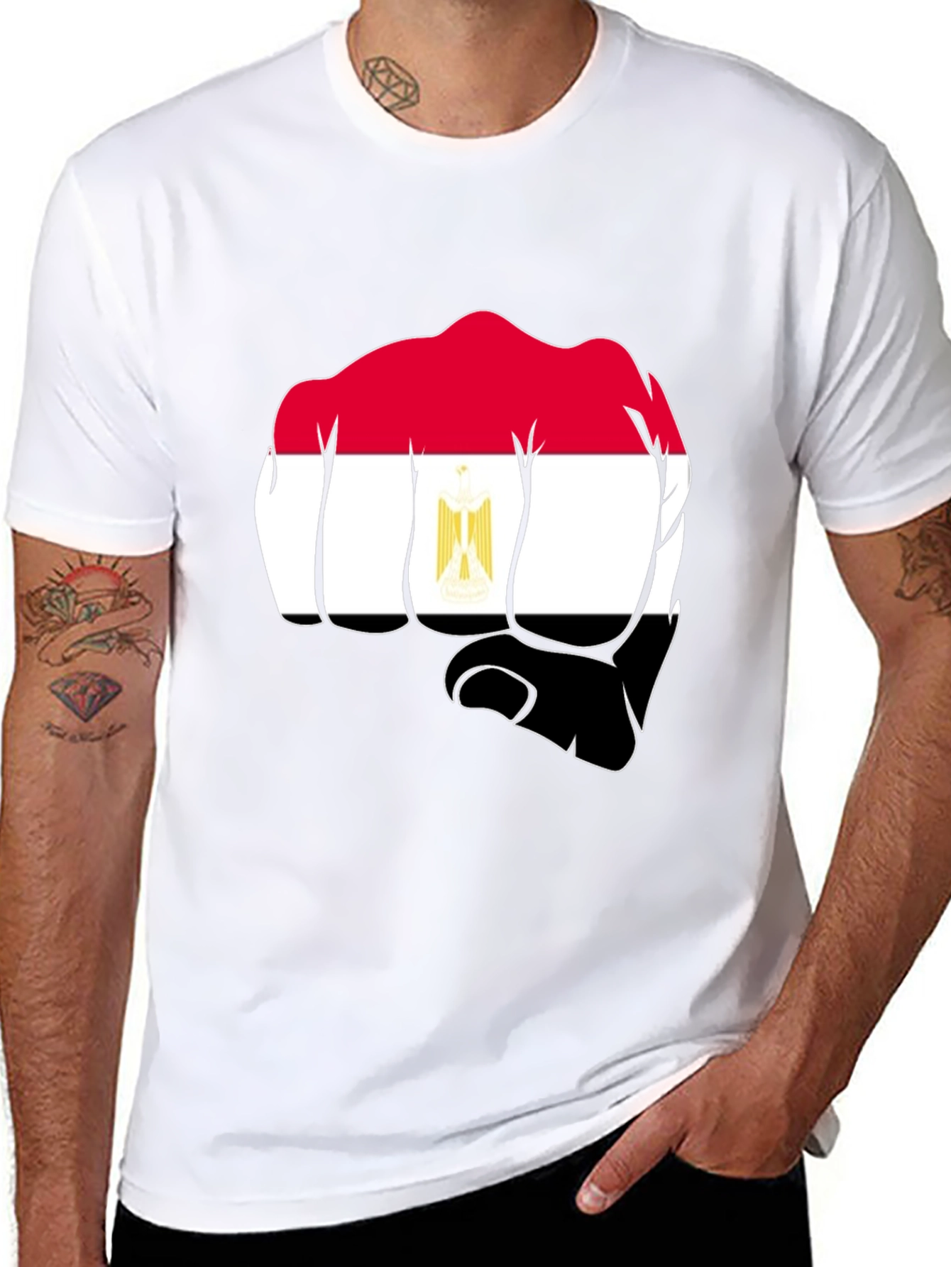 Egypt Flag Fist Black T-Shirt