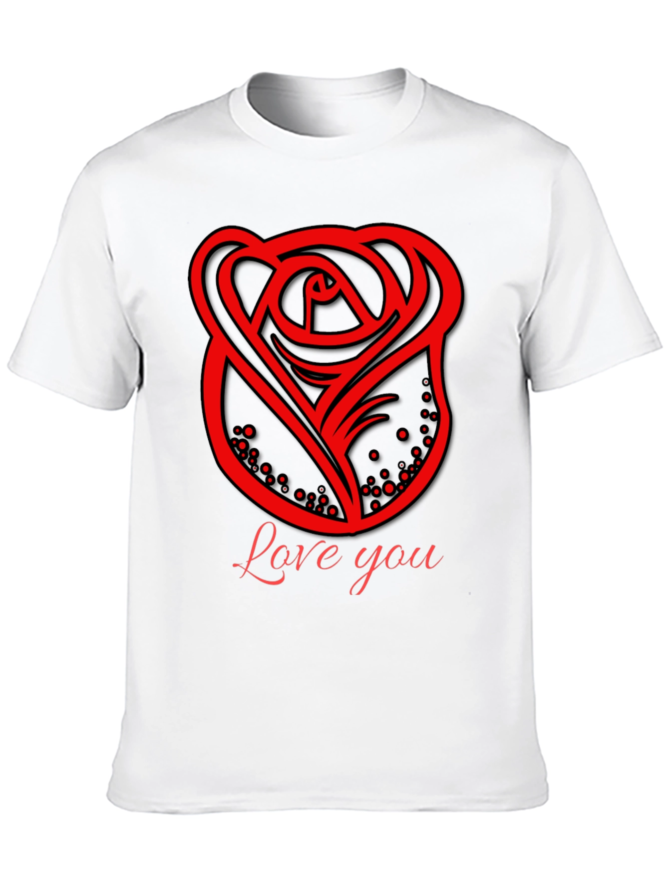 Love You Rose Graphic Black T-Shirt