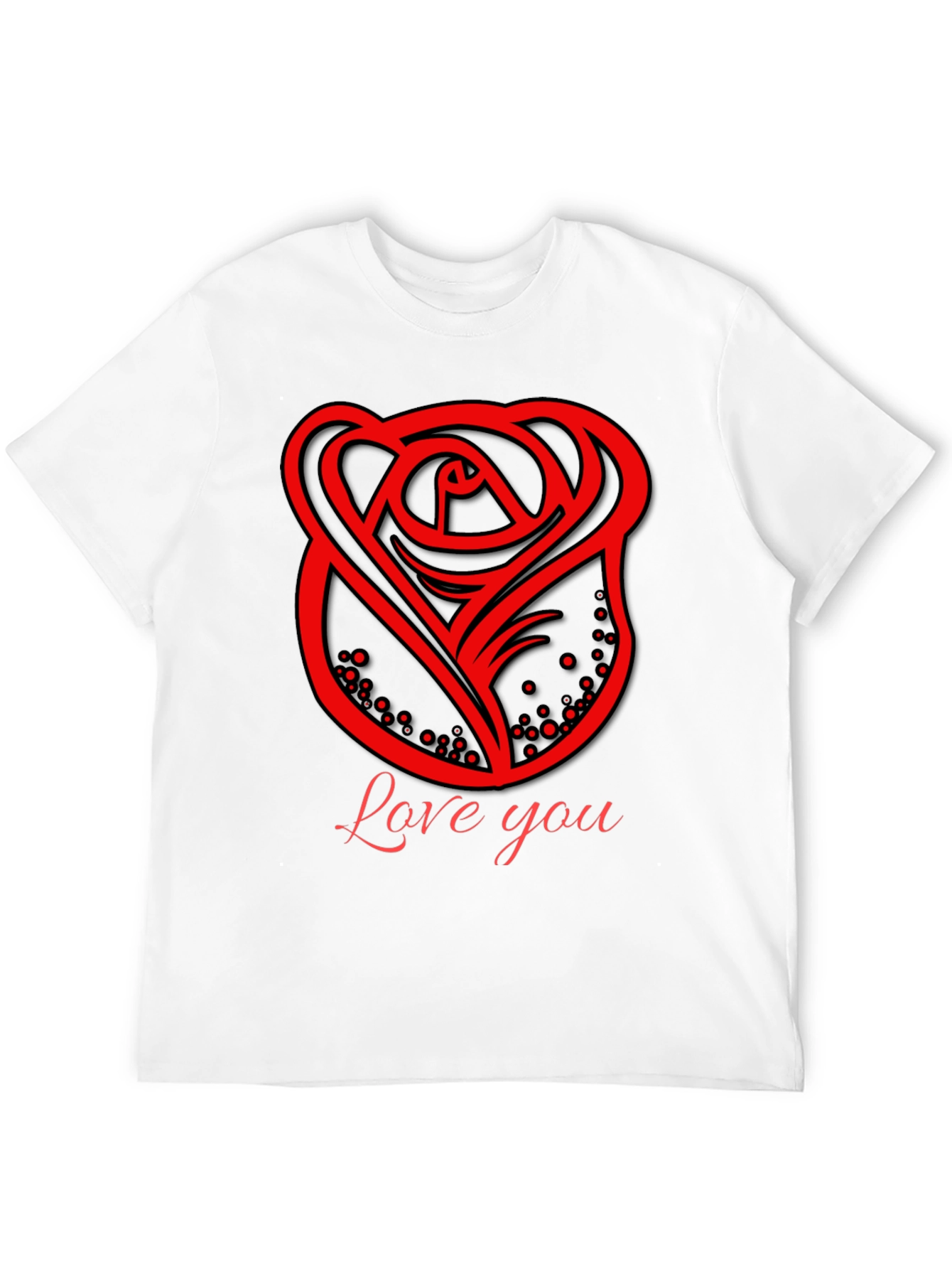 Love You Rose Graphic Black T-Shirt