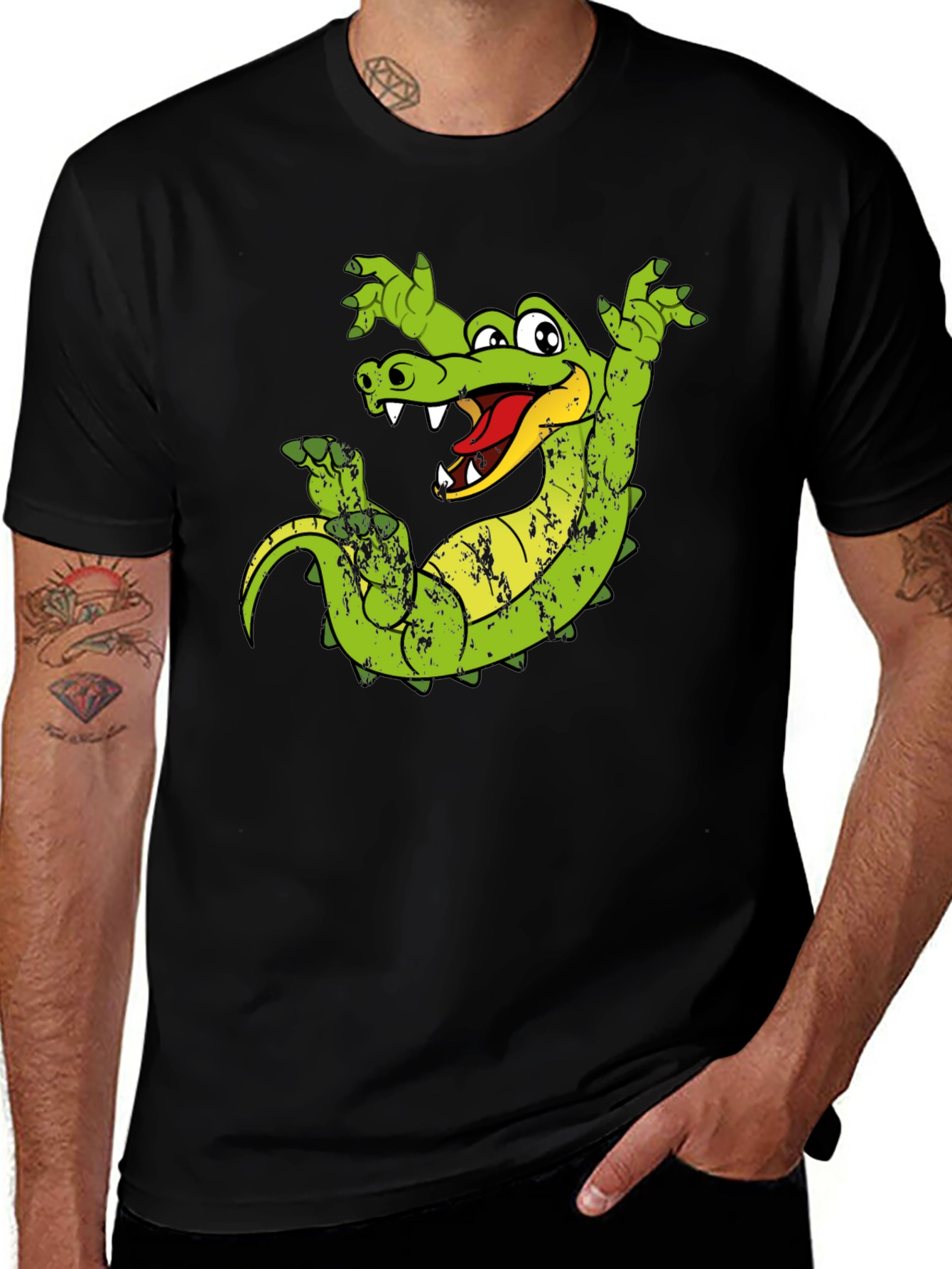 Cartoon Alligator Graphic T-Shirt