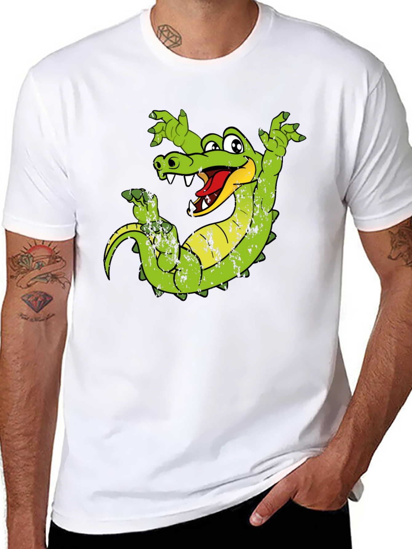 Cartoon Alligator Graphic T-Shirt