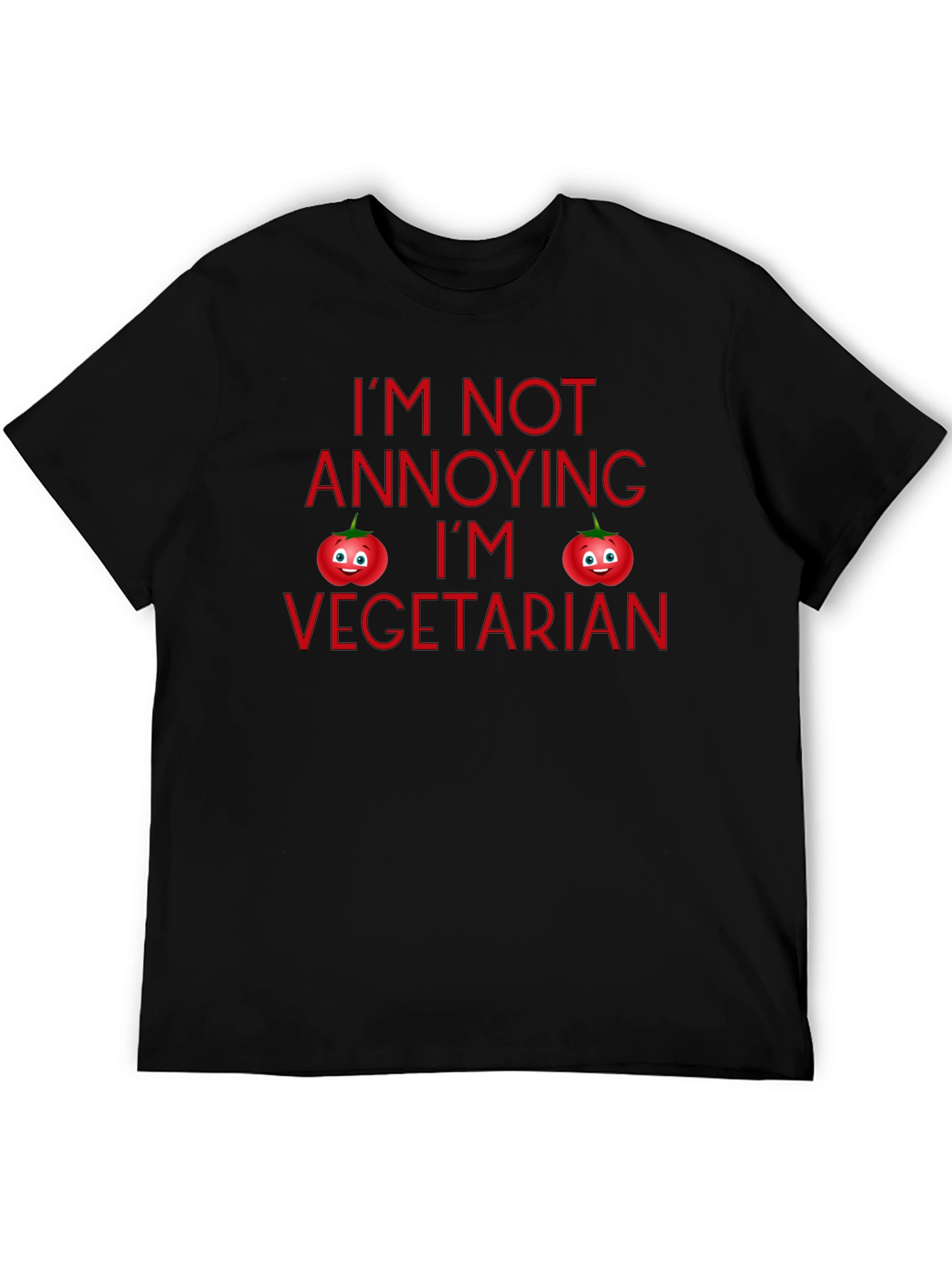 Funny Vegetarian Tomato Graphic Black T-Shirt