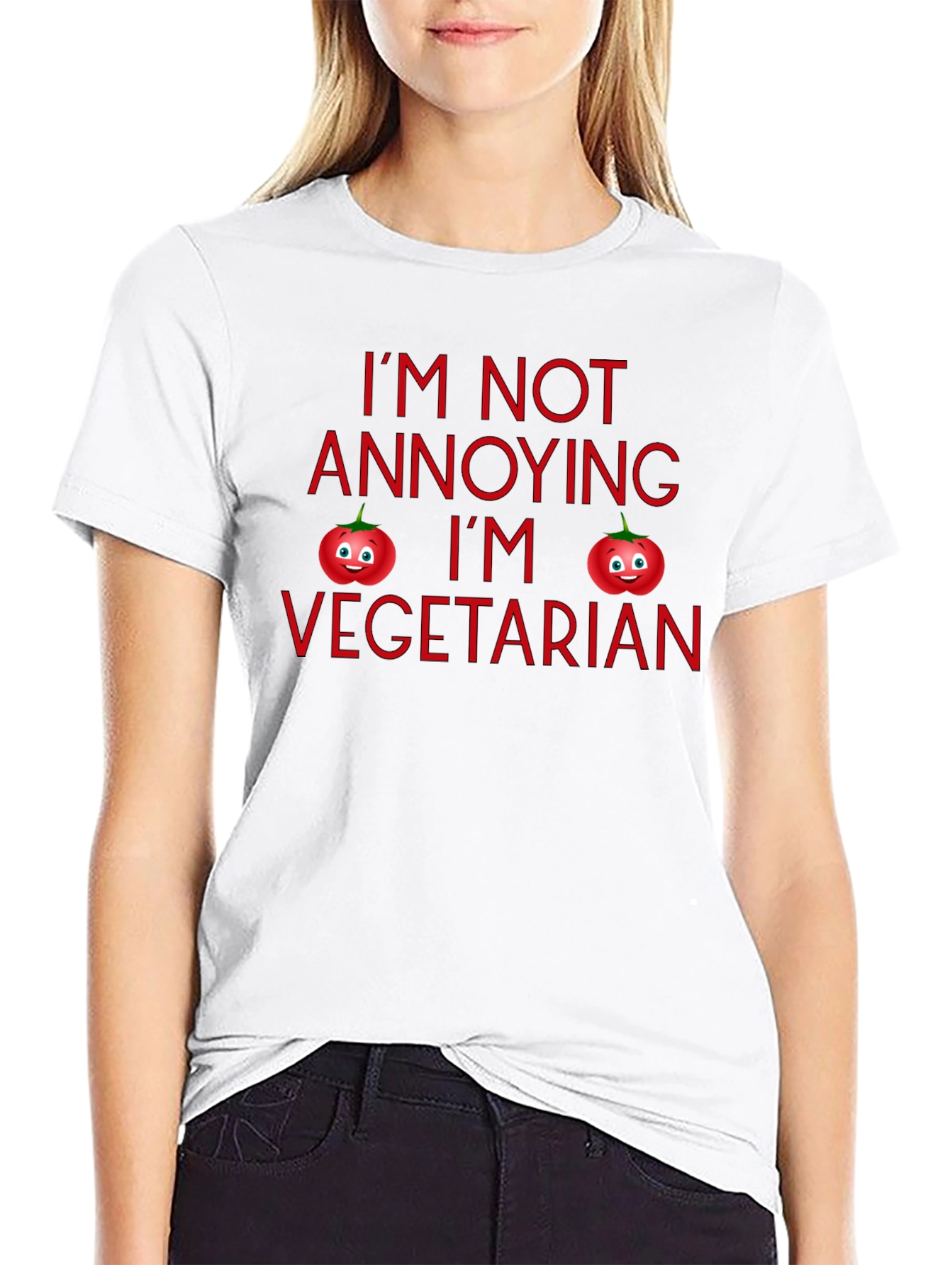 Funny Vegetarian Tomato Graphic Black T-Shirt
