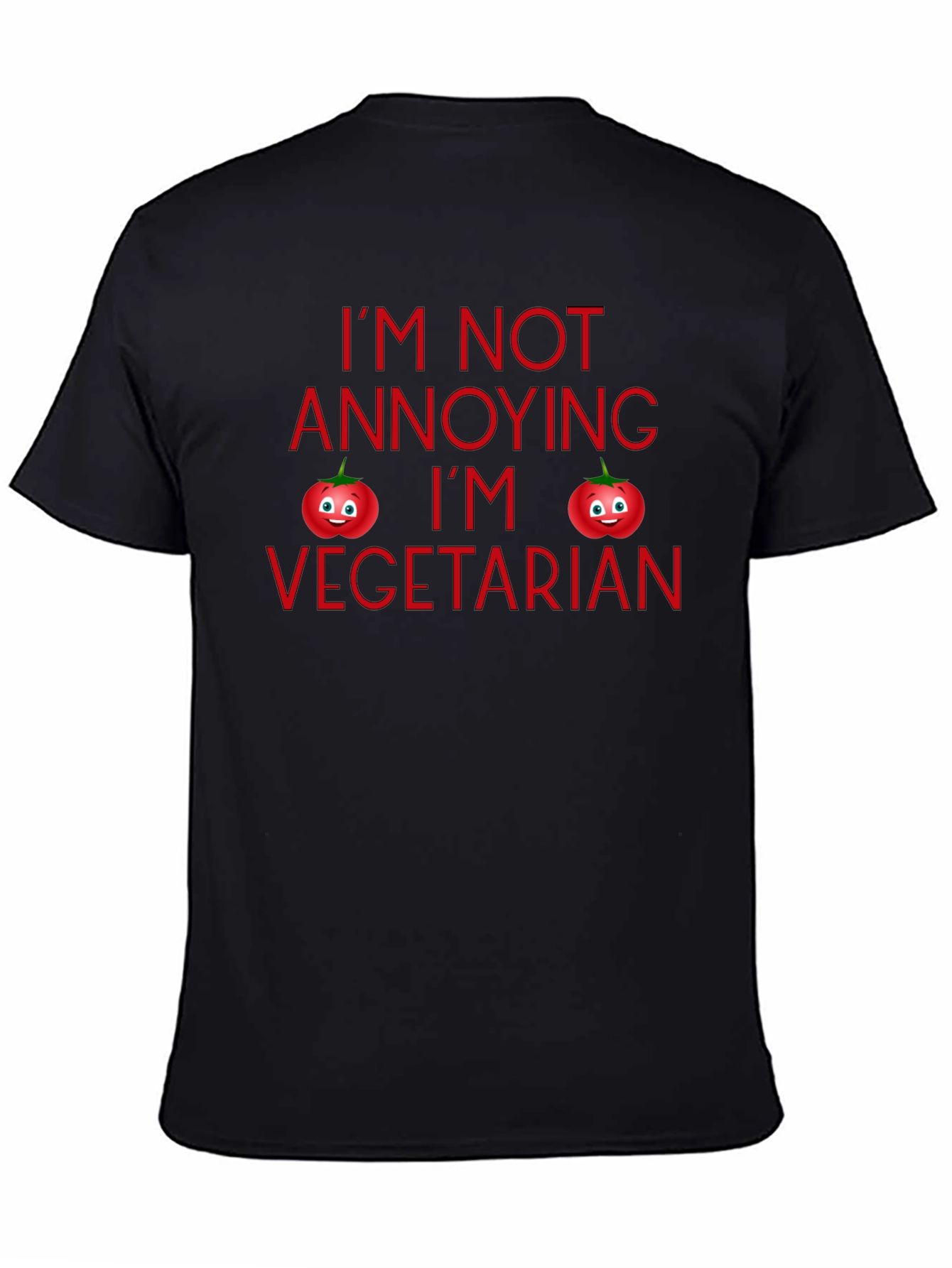 Funny Vegetarian Tomato Graphic Black T-Shirt