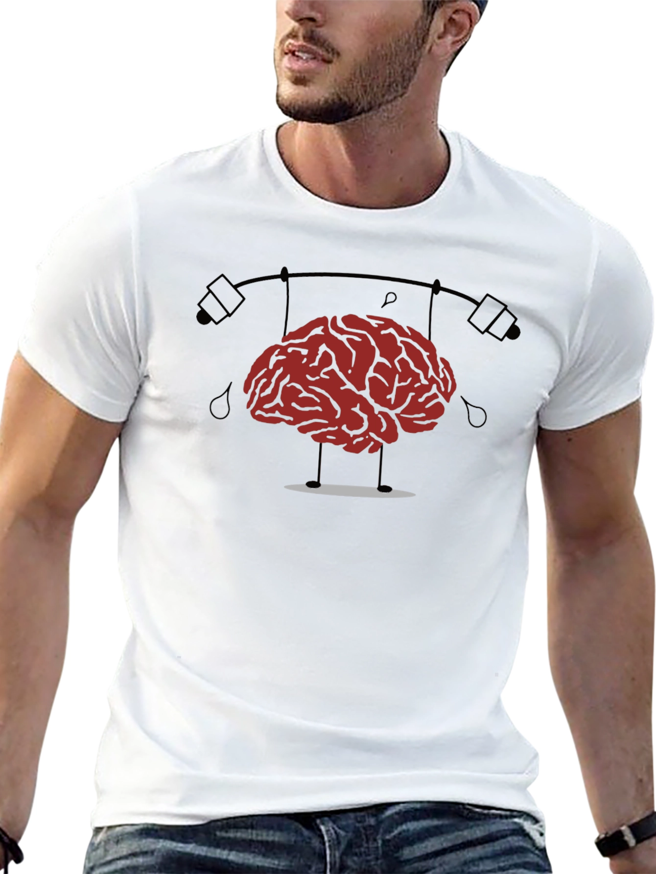 Brain Lifting Weights Graphic T-Shirt