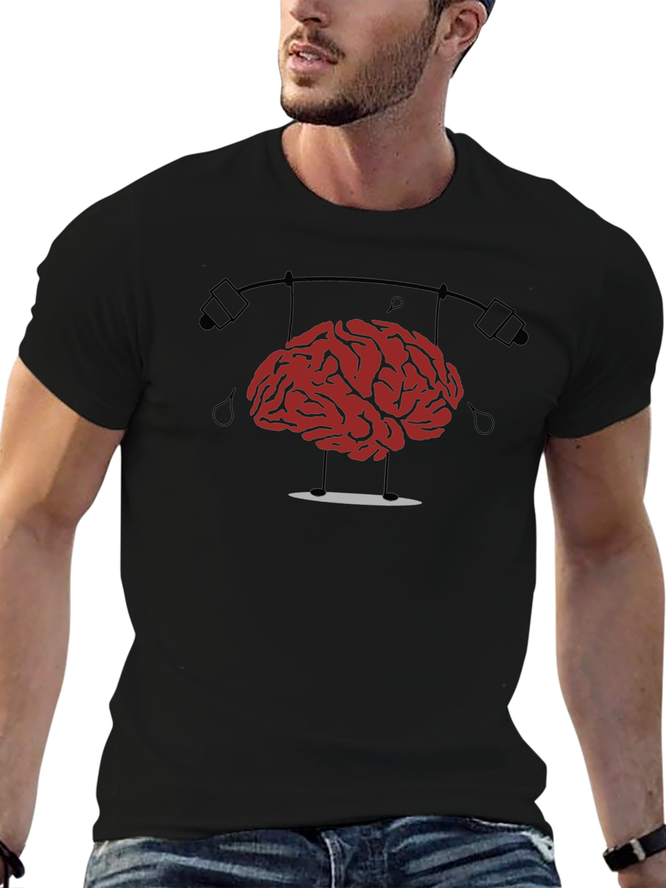 Brain Lifting Weights Graphic T-Shirt