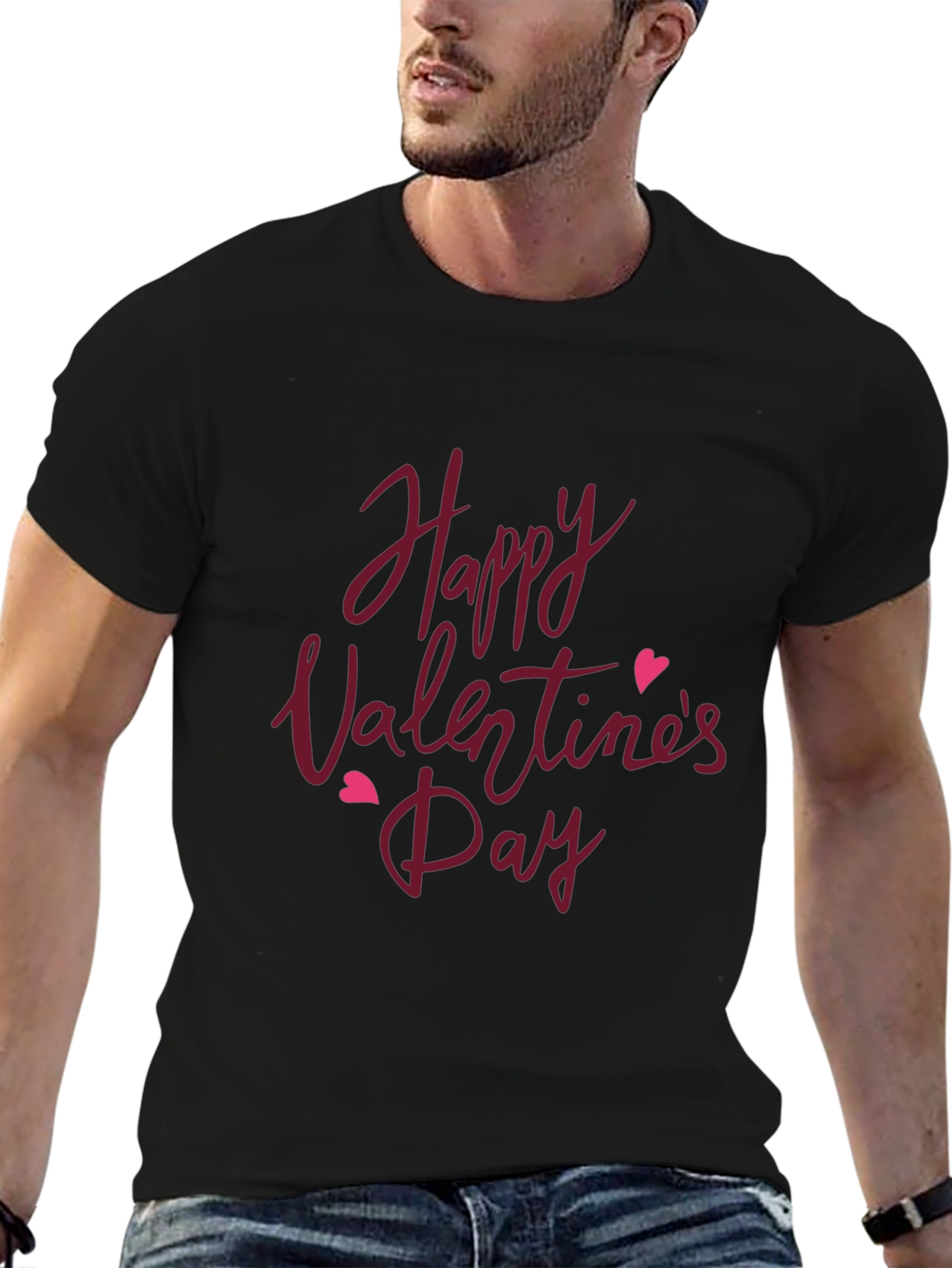 Happy Valentines Day T-Shirt - Black