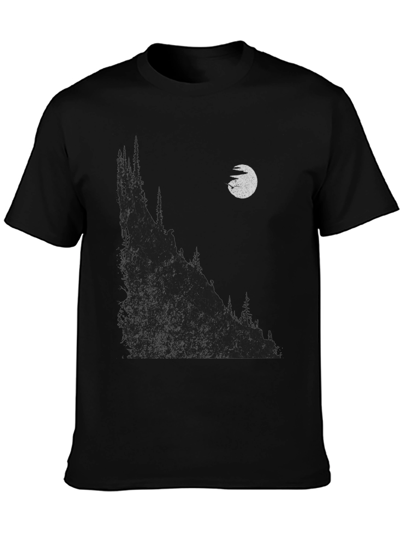 Mens Black Graphic T-Shirt - Mountain & Moon Design