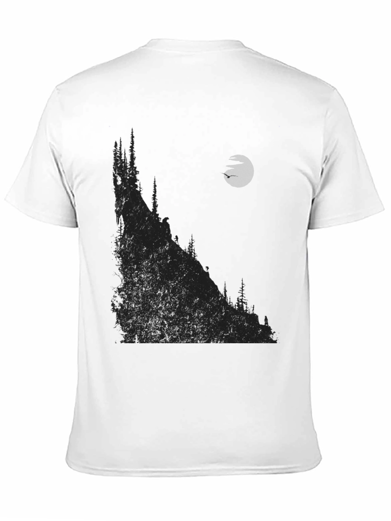 Mens Black Graphic T-Shirt - Mountain & Moon Design