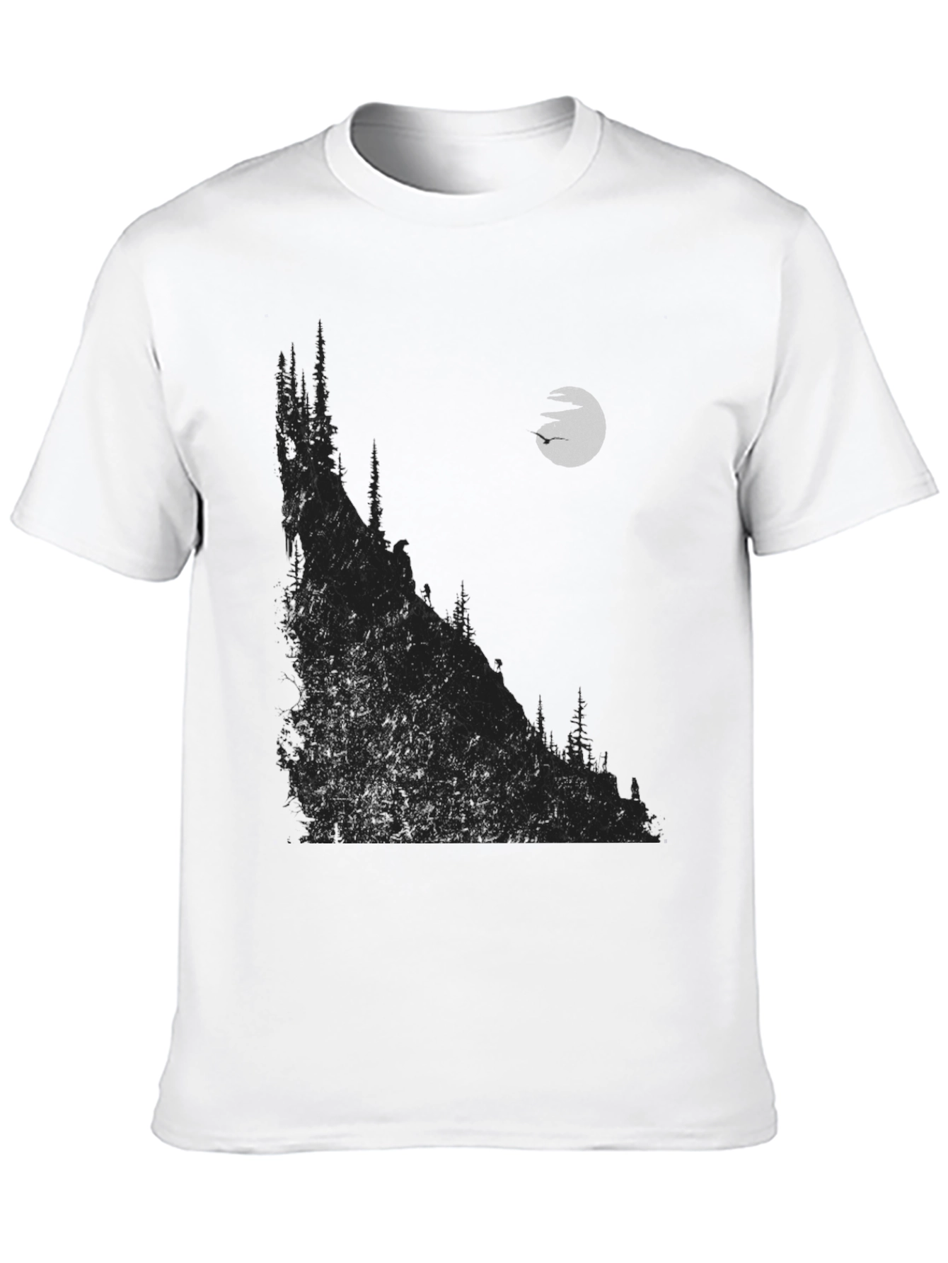 Mens Black Graphic T-Shirt - Mountain & Moon Design