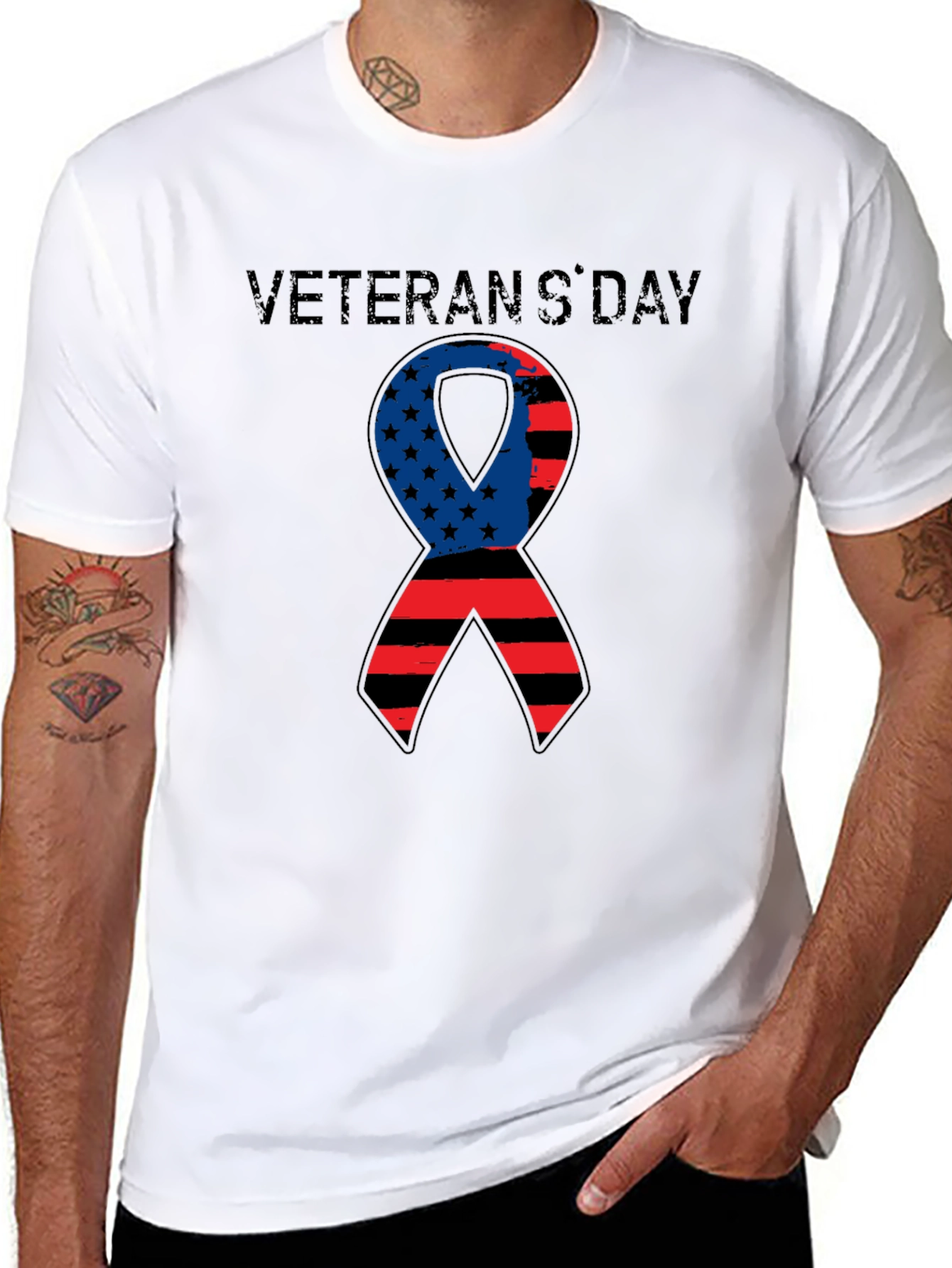 Veterans Day Ribbon T-Shirt - Patriotic Apparel