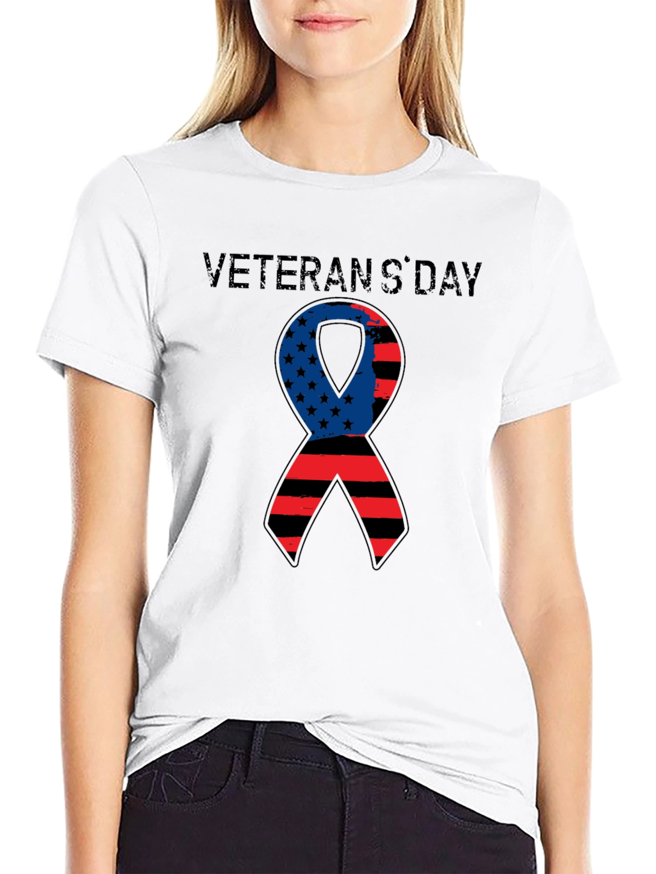 Veterans Day Ribbon T-Shirt - Patriotic Apparel
