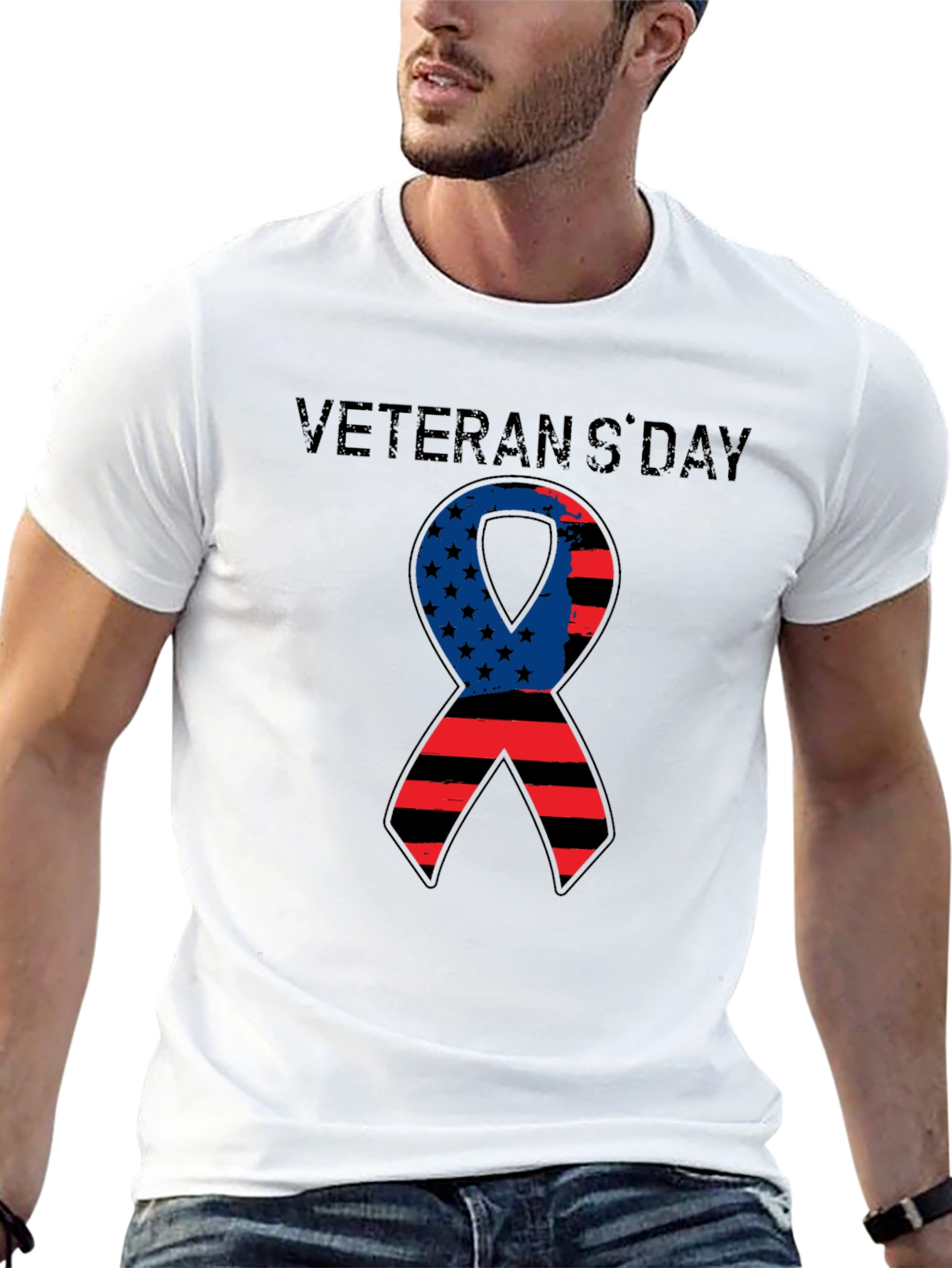 Veterans Day Ribbon T-Shirt - Patriotic Apparel