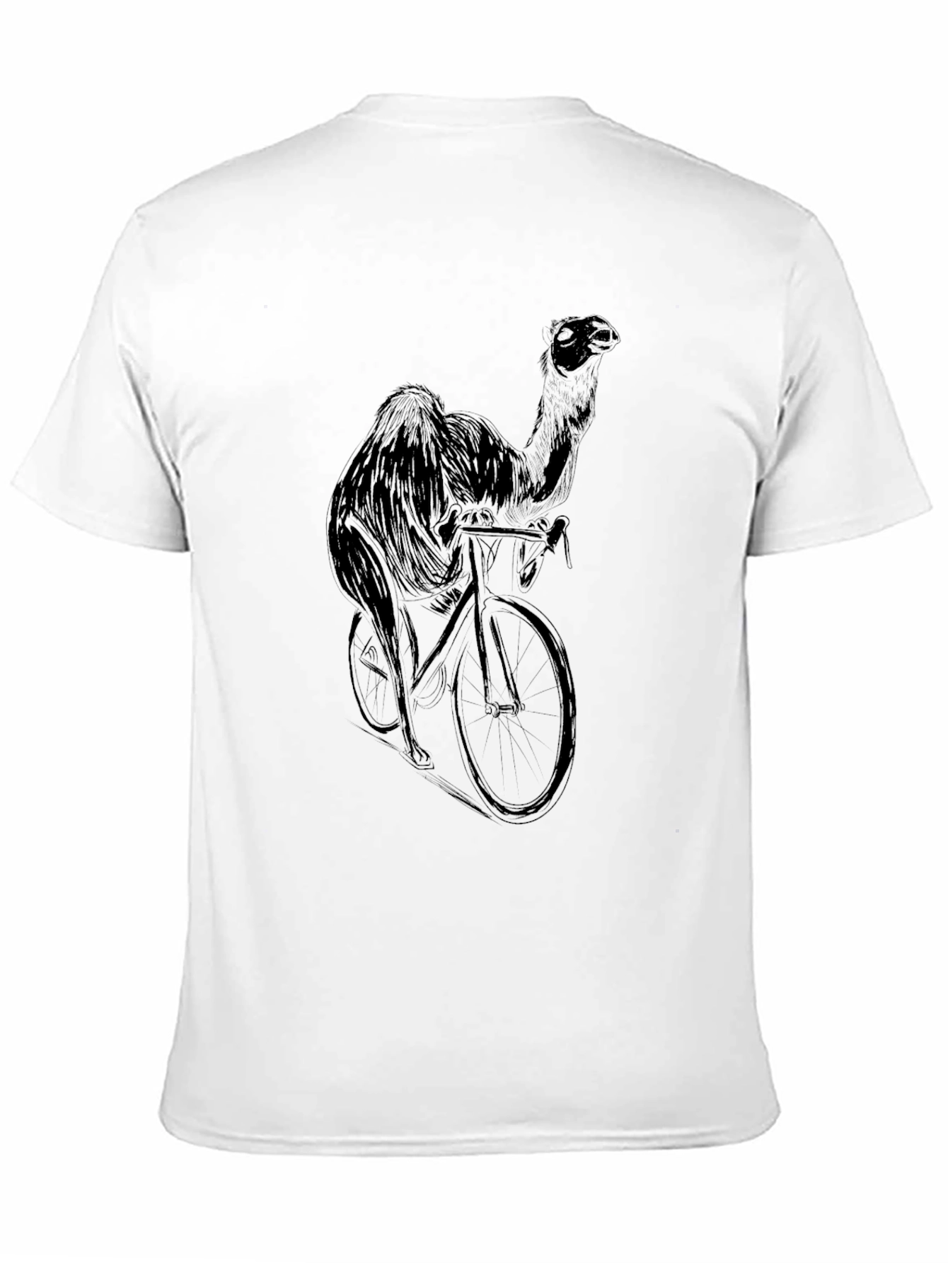 Camel on Bike Graphic Tee - Black Cotton T-Shirt