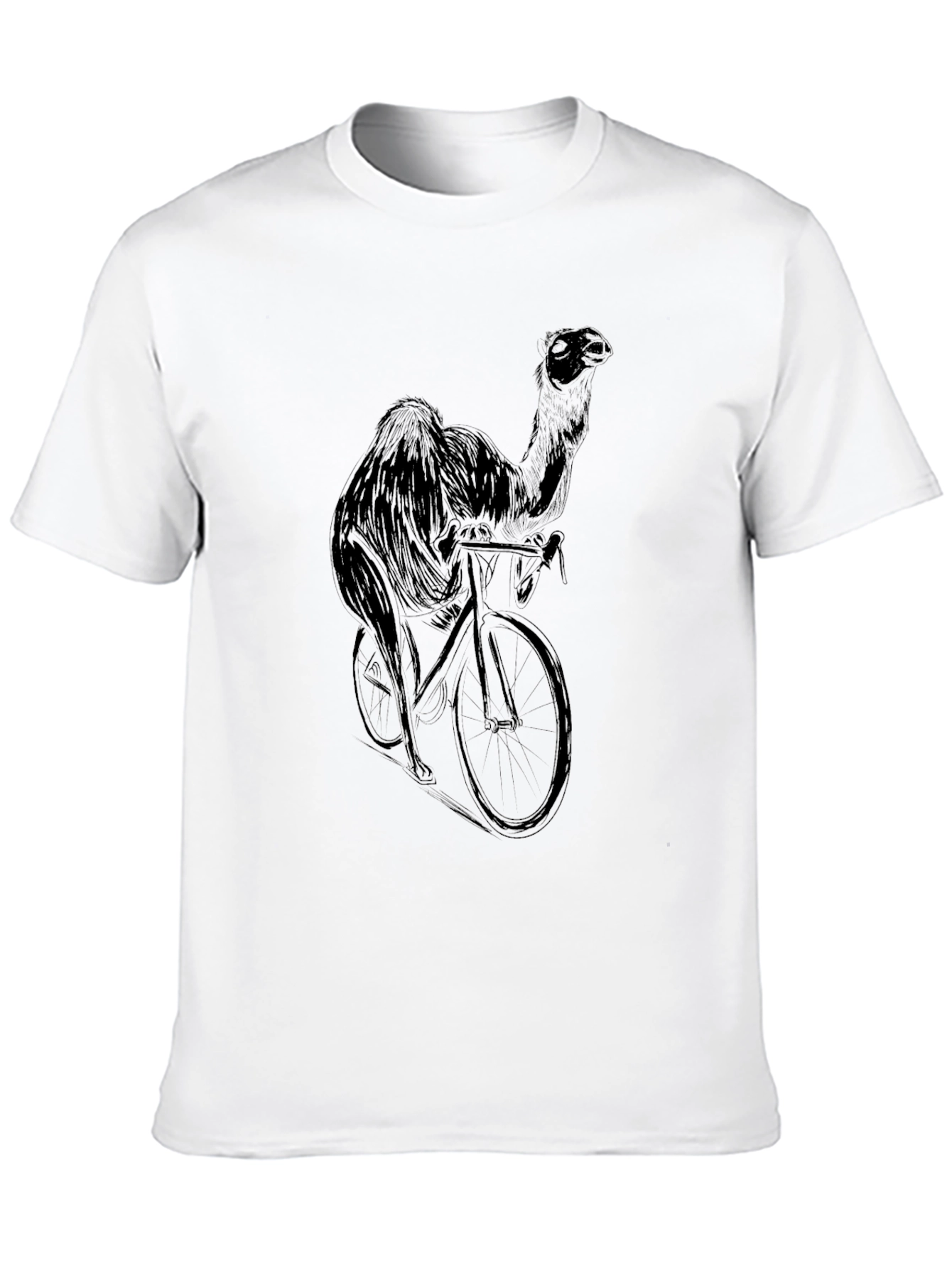 Camel on Bike Graphic Tee - Black Cotton T-Shirt