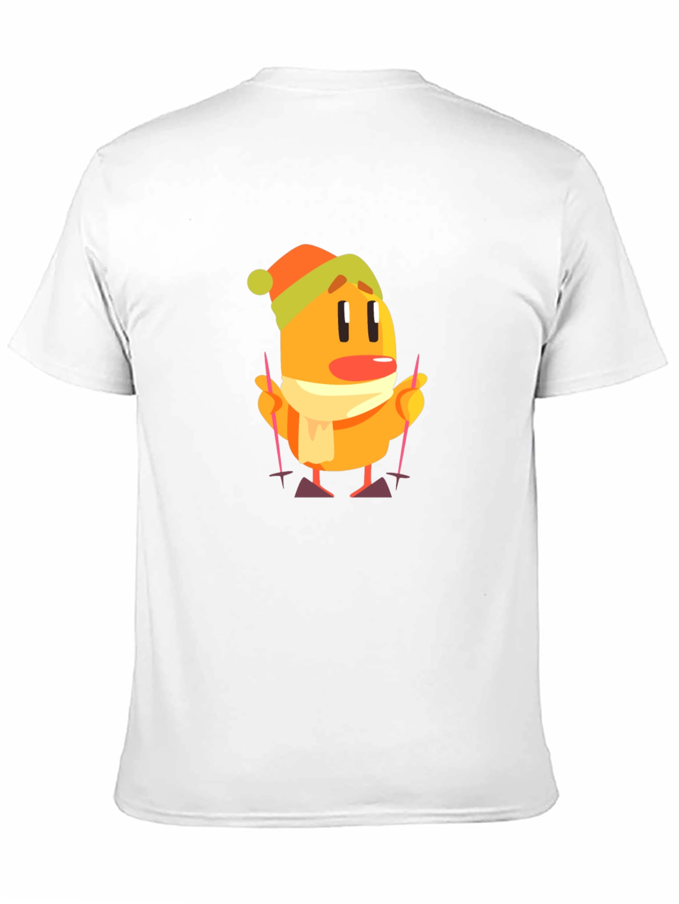 Cartoon Skiing Character Black T-Shirt