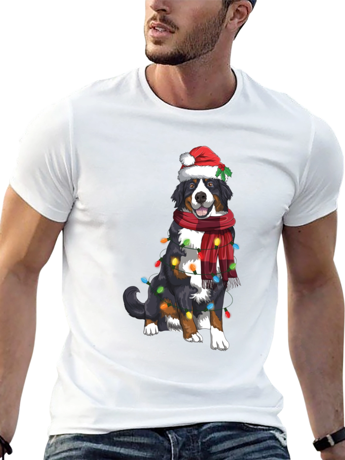Festive Bernese Mountain Dog Christmas T-Shirt