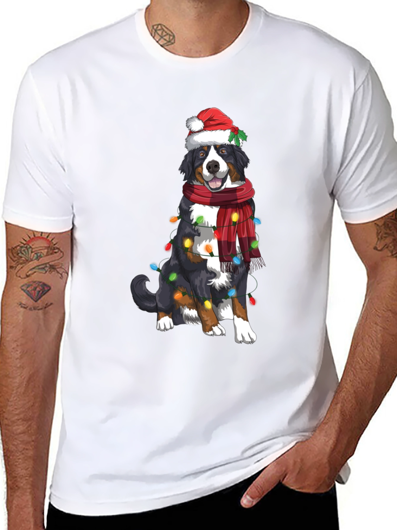 Festive Bernese Mountain Dog Christmas T-Shirt